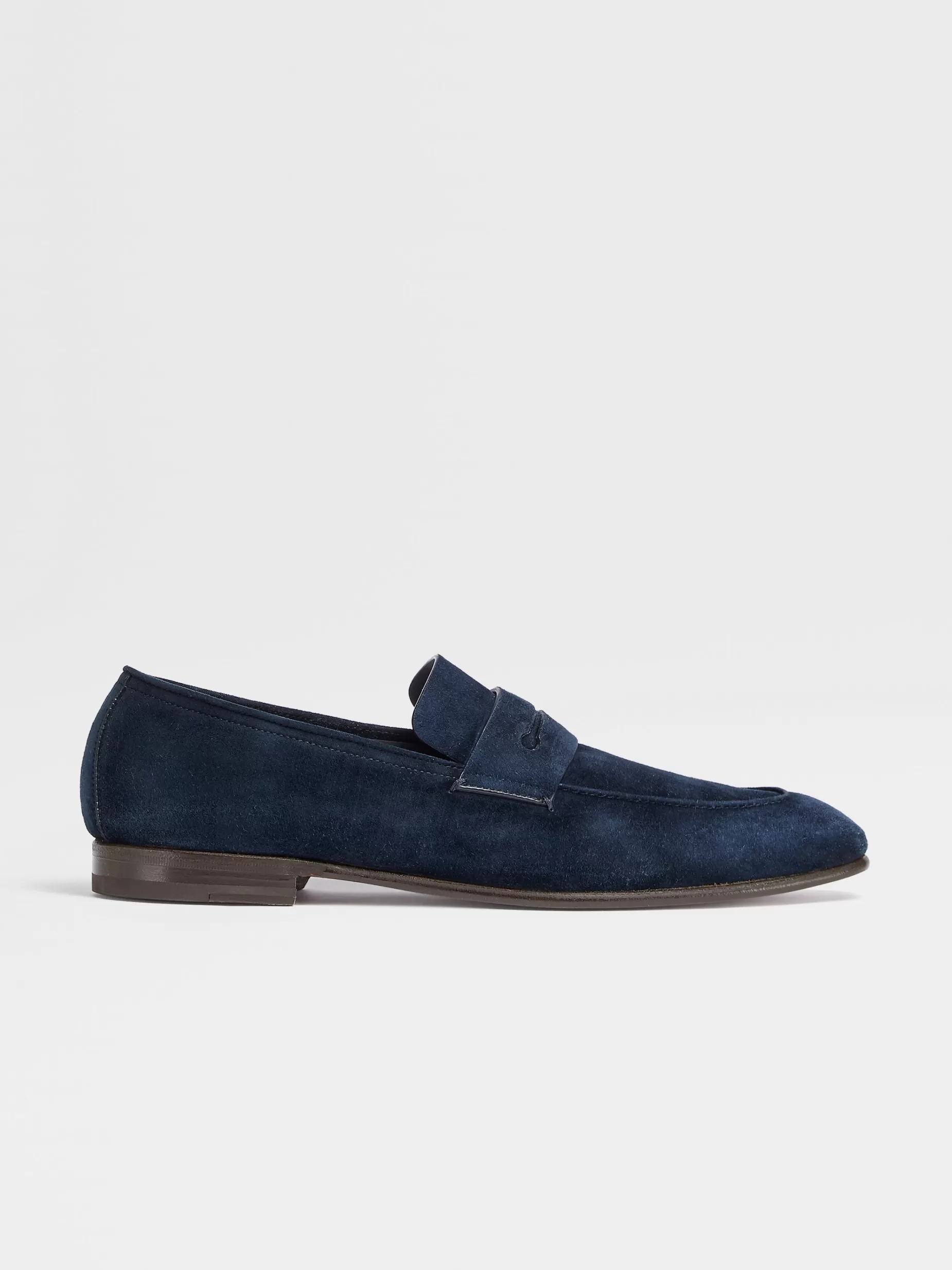 Mocassins L'Asola en Veau Velours Bleu Marine<ZEGNA Cheap