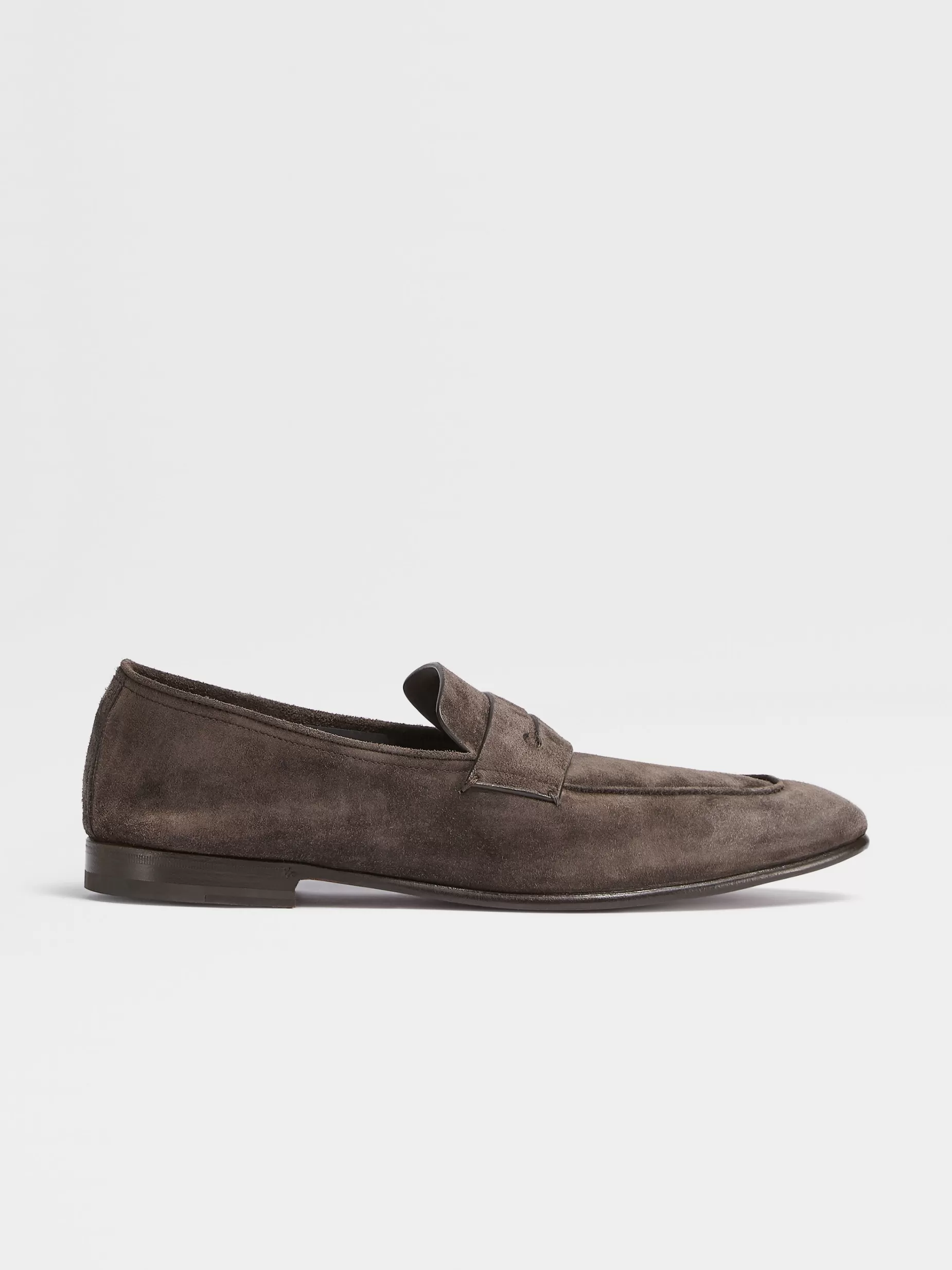 Mocassins L'Asola en Veau Velours Marron Foncé<ZEGNA Cheap