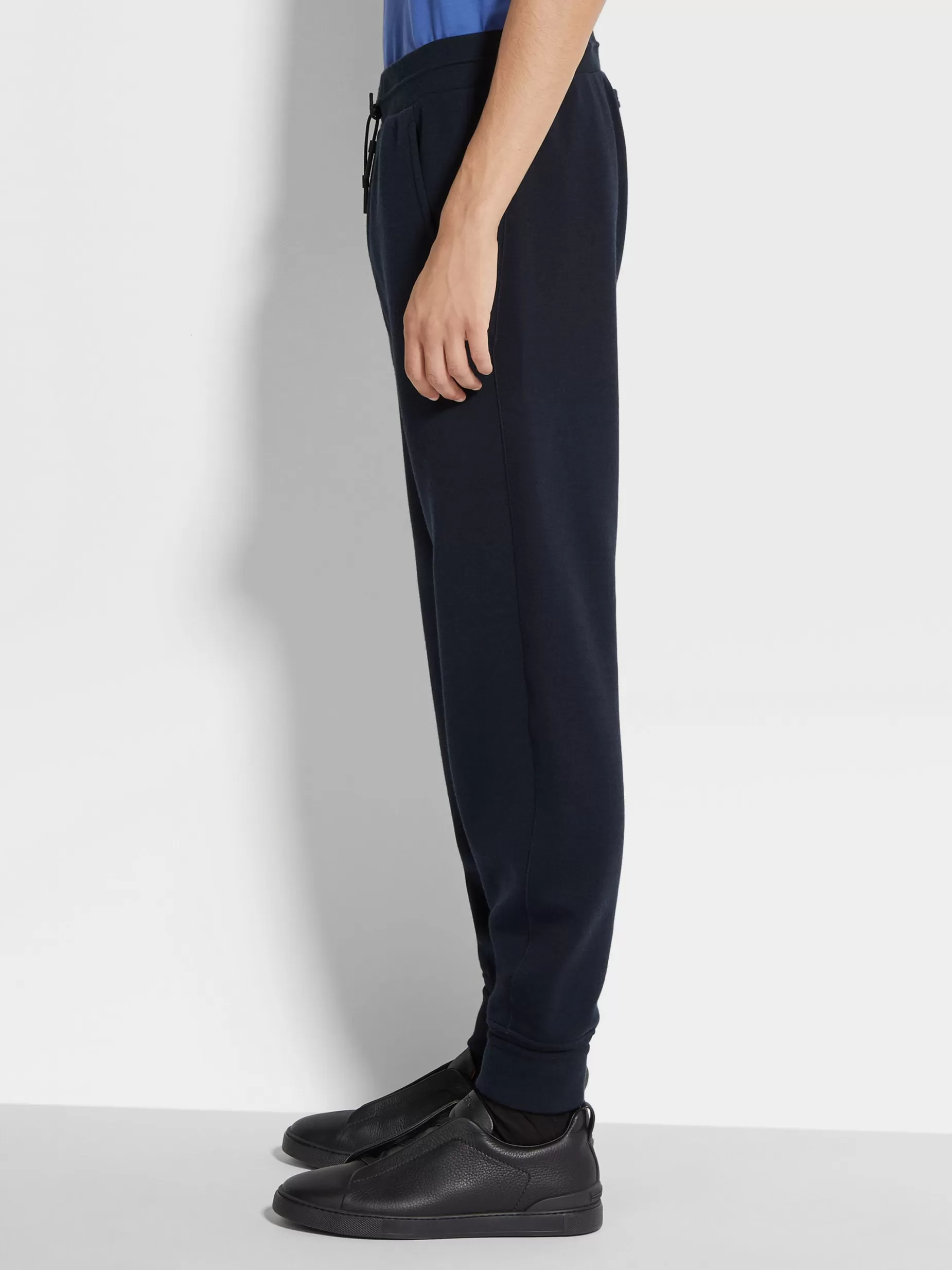 Pantalon de Jogging en Laine High Performance™ Mélangée Bleu Marine<ZEGNA Online