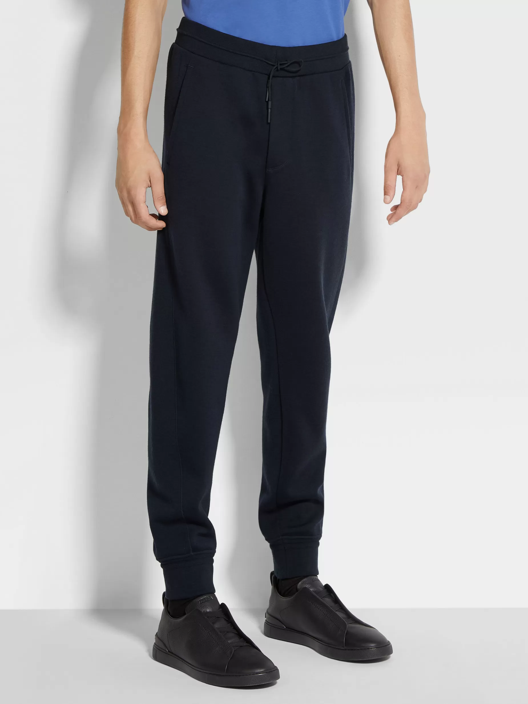 Pantalon de Jogging en Laine High Performance™ Mélangée Bleu Marine<ZEGNA Online
