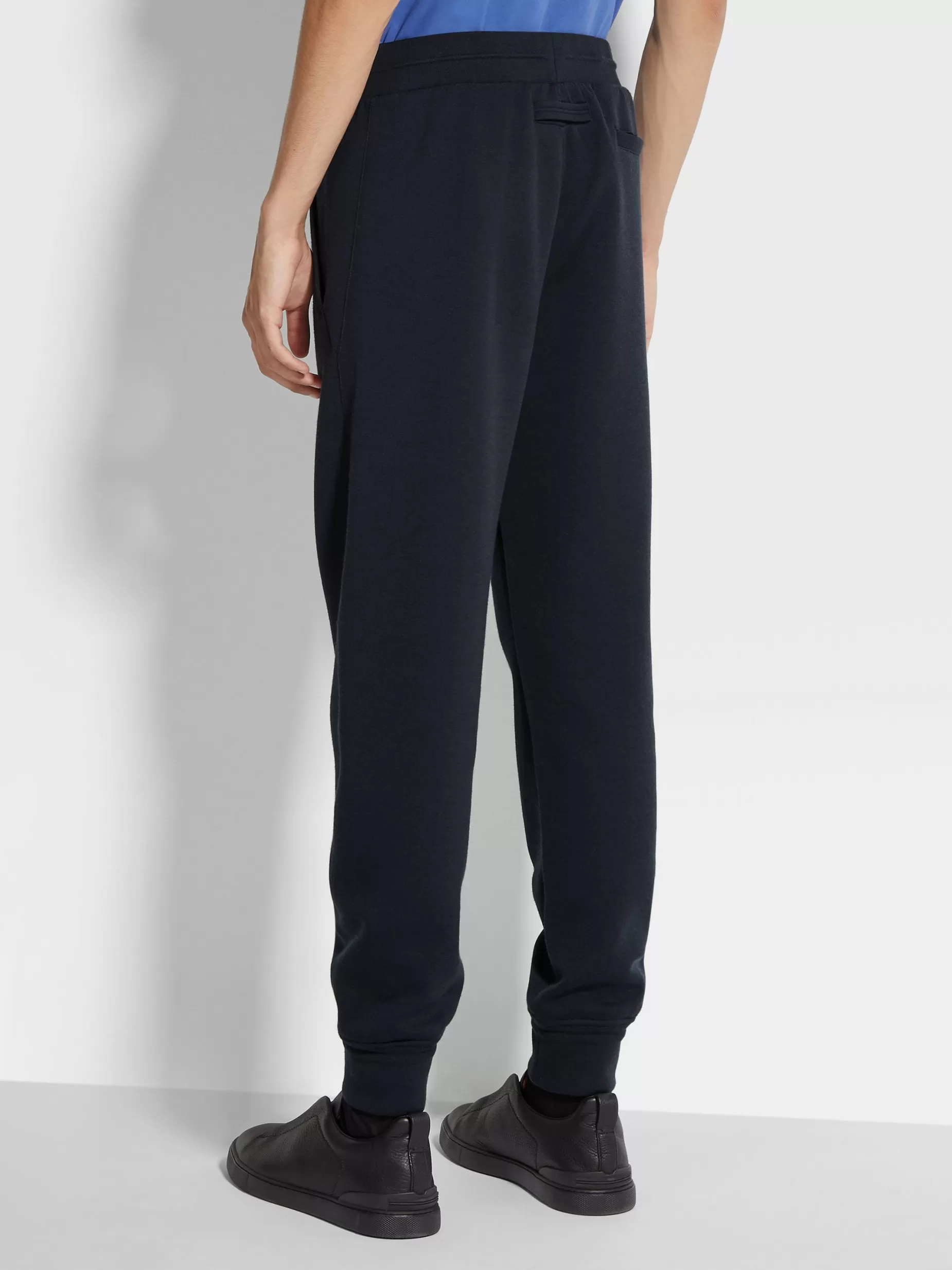 Pantalon de Jogging en Laine High Performance™ Mélangée Bleu Marine<ZEGNA Online
