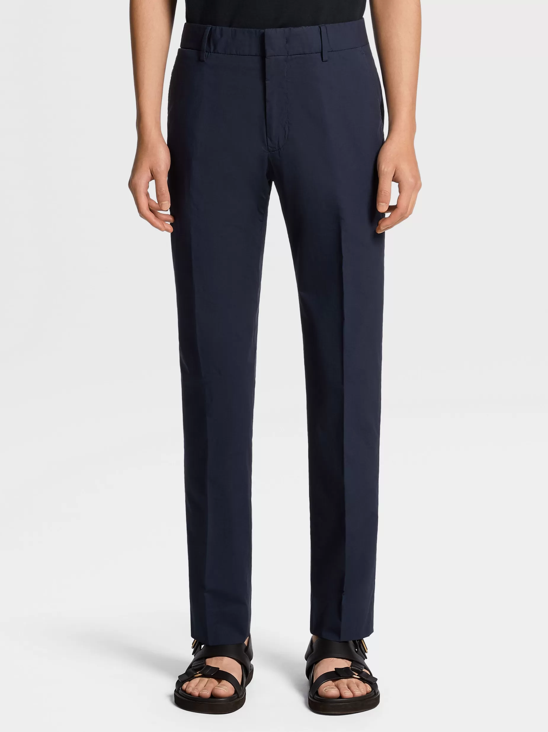 Pantalon en Coton Extensible Bleu Marine<ZEGNA Outlet