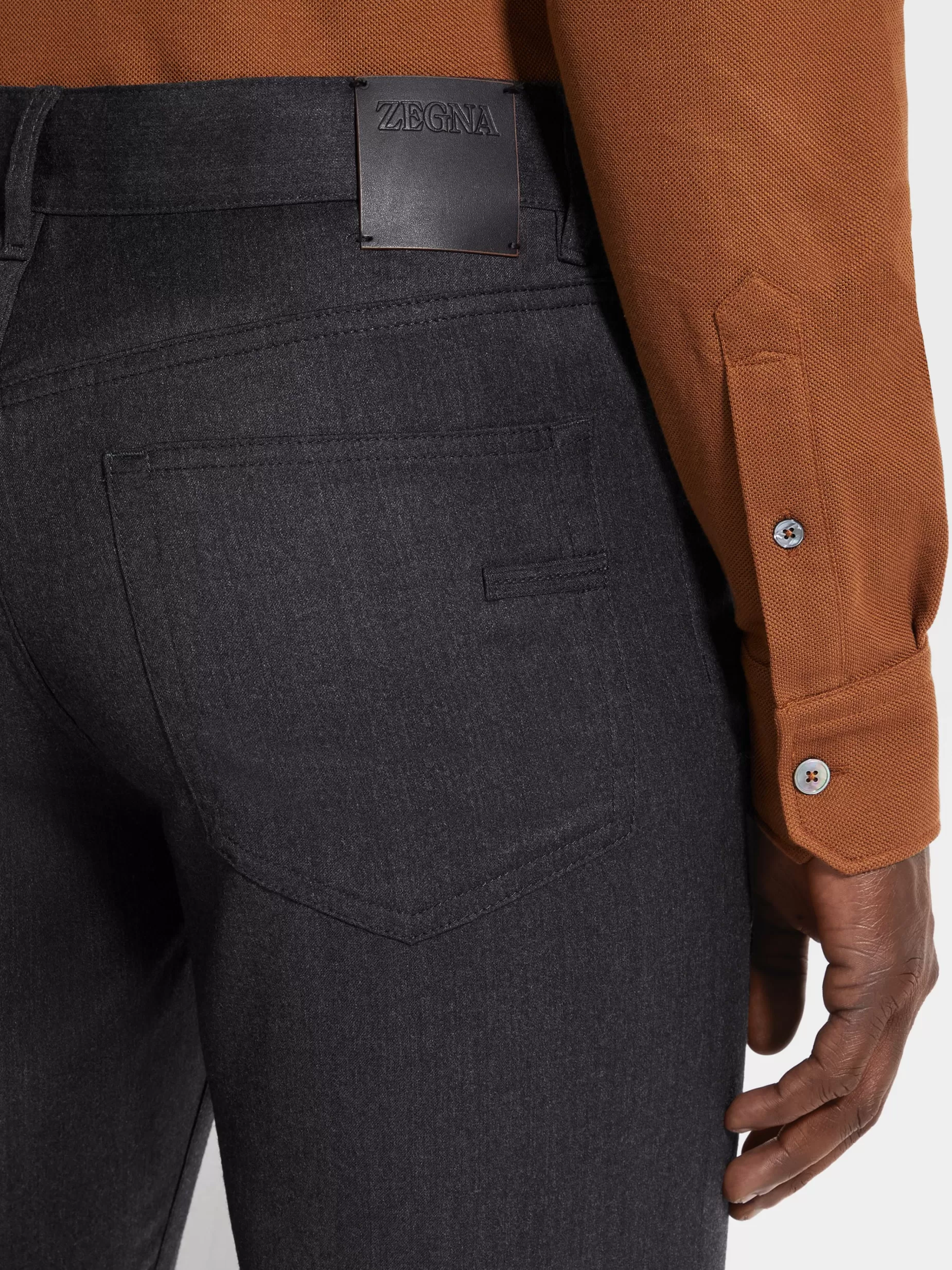 Pantalon Roccia en Laine Gris Foncé Délavé<ZEGNA New