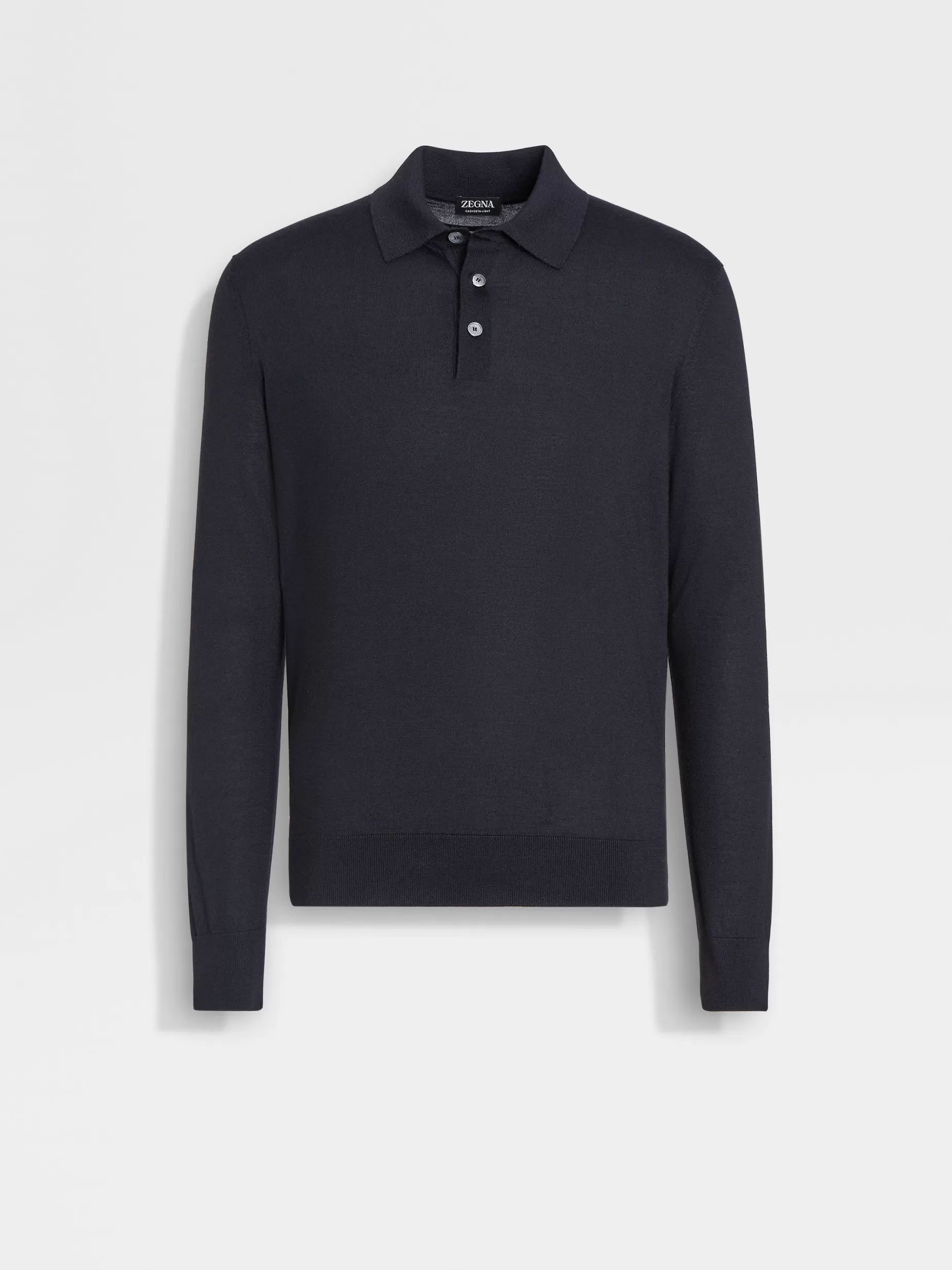 Polo en Cashseta Bleu Marine Chiné<ZEGNA Store