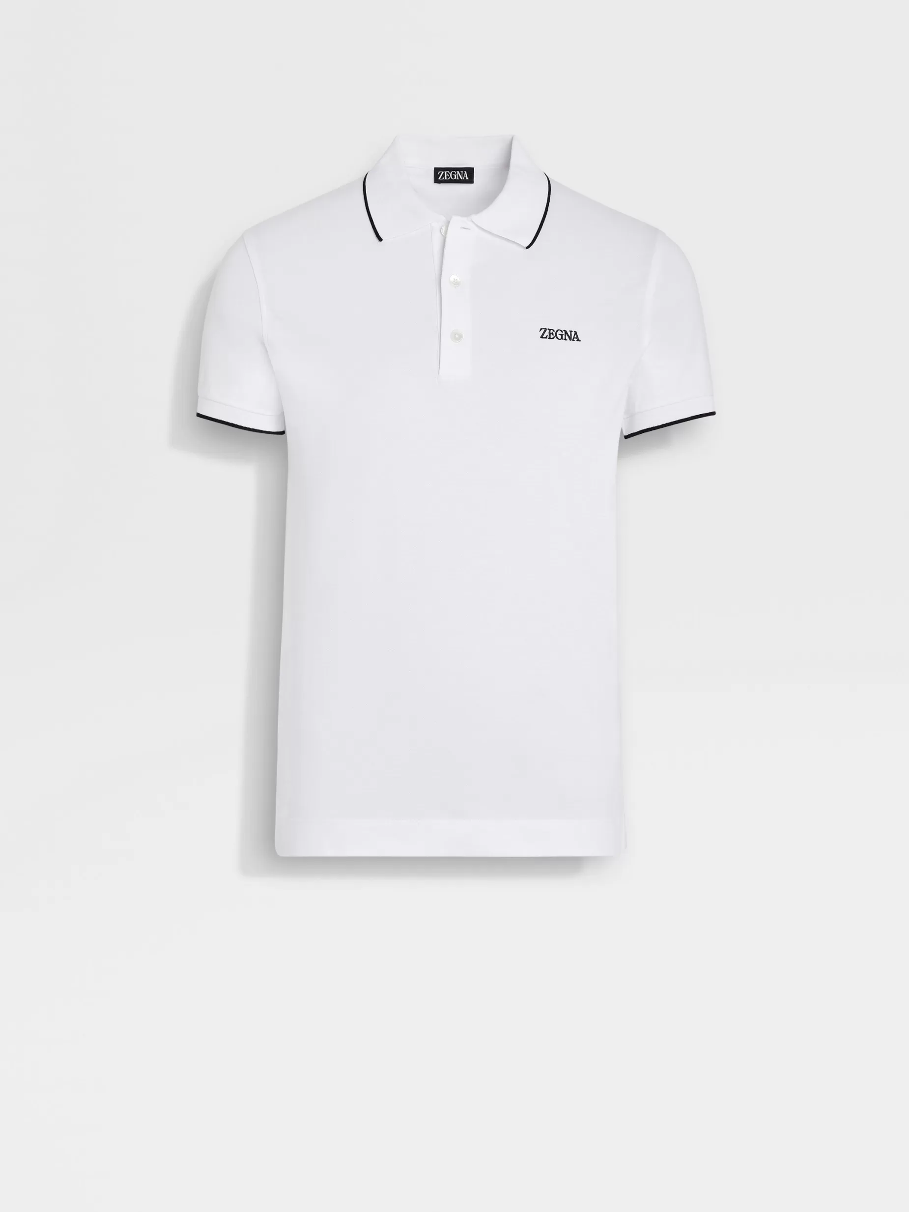 Polo en Coton Extensible Blanc Optique<ZEGNA Cheap