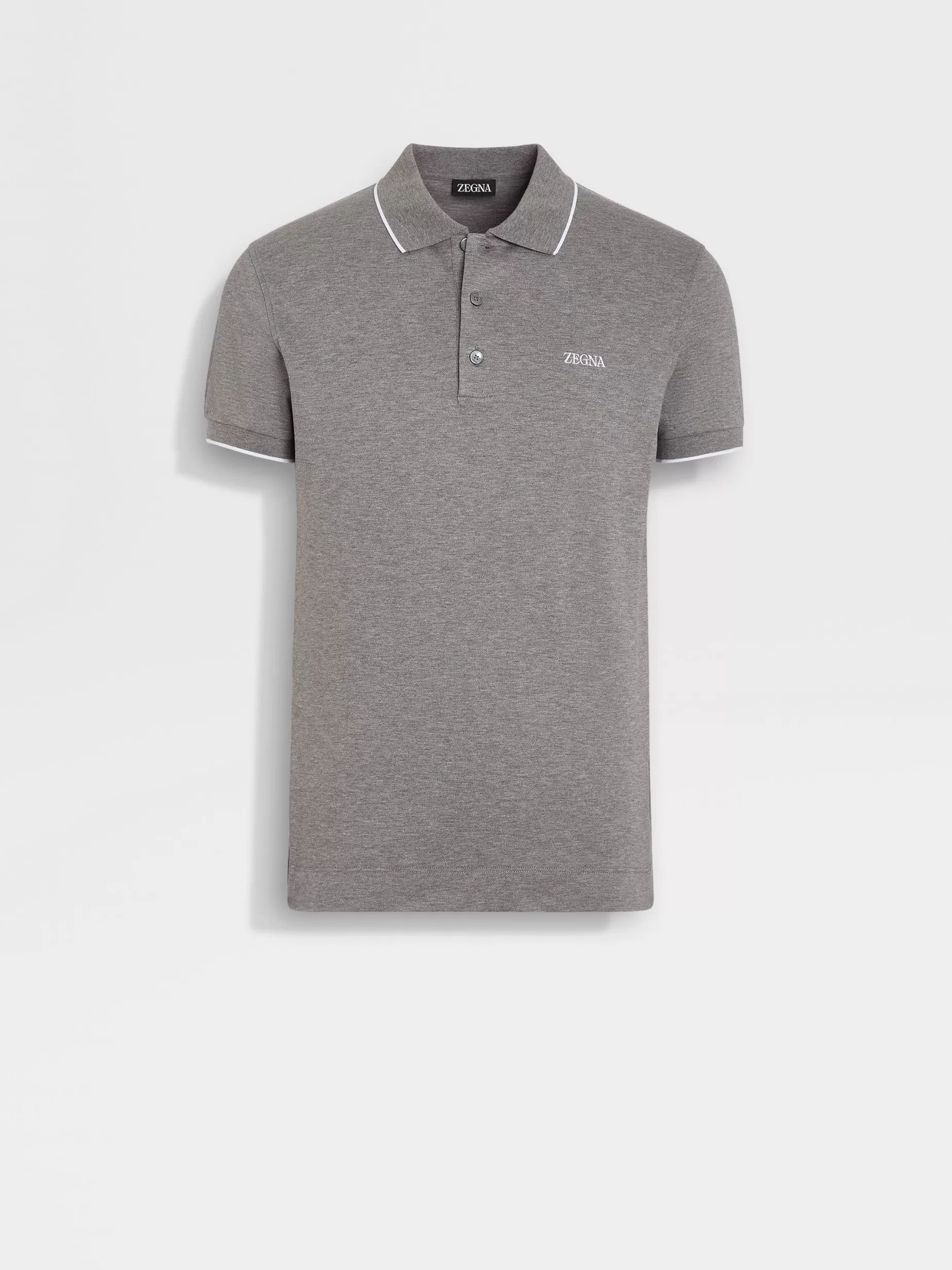 Polo en Coton Extensible Gris Chiné<ZEGNA Best