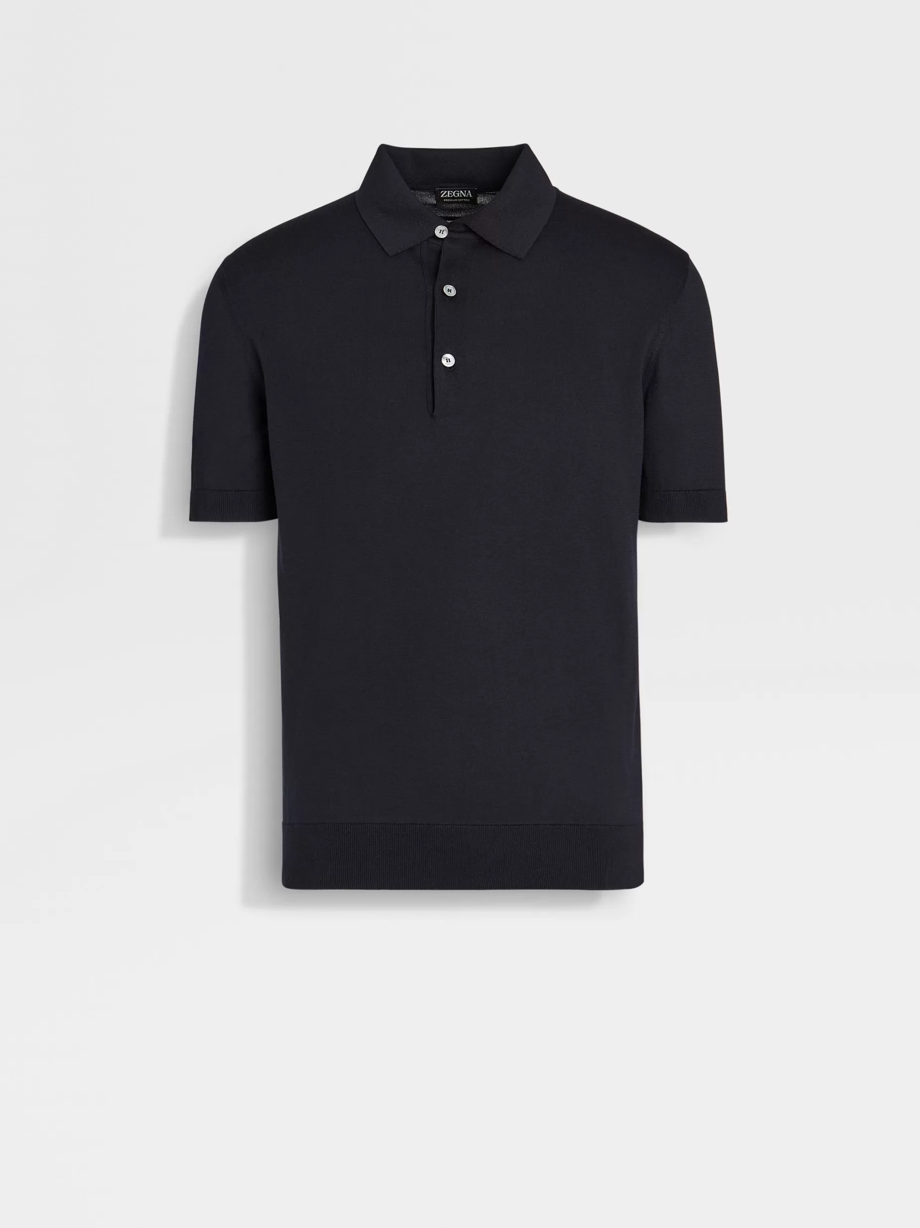 Polo en Premium Cotton Bleu Marine<ZEGNA Clearance