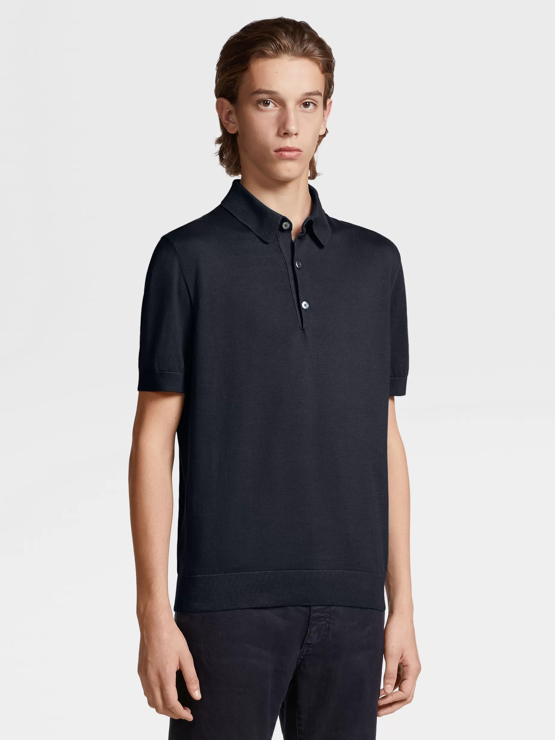 Polo en Premium Cotton Bleu Marine<ZEGNA Fashion