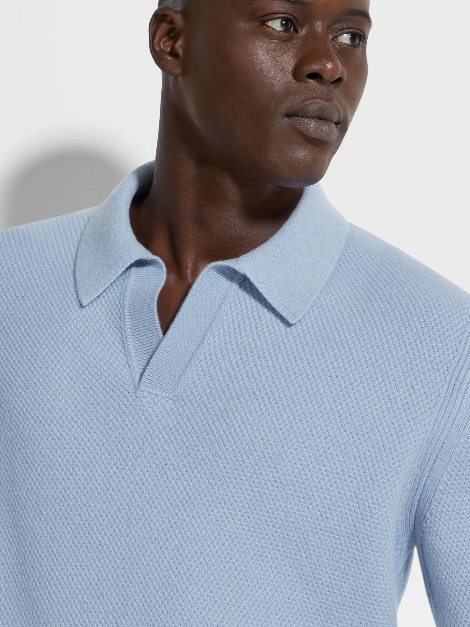 Polo Oasi Cashmere Bleu Clair Chiné<ZEGNA Hot