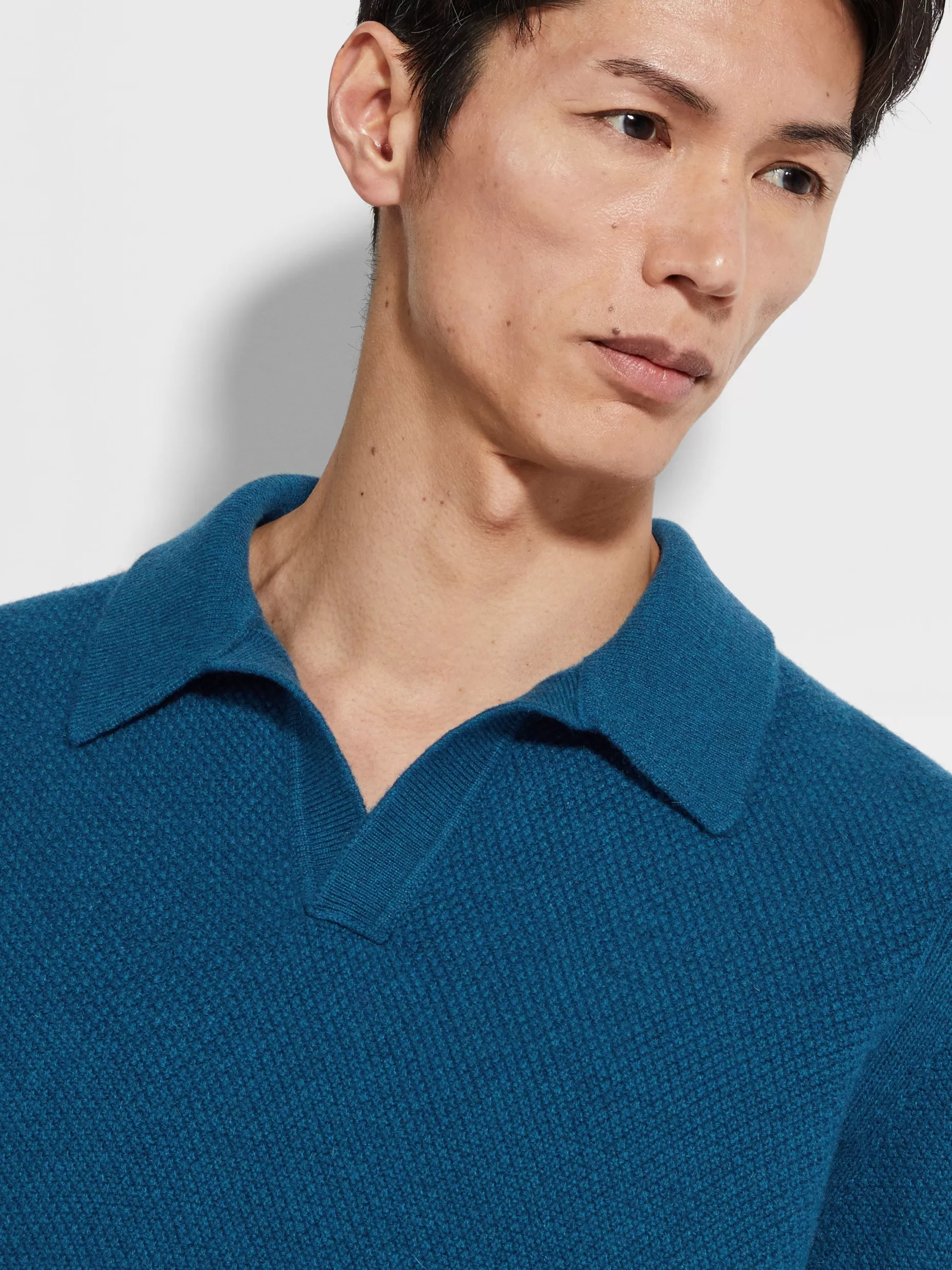 Polo Oasi Cashmere Bleu Sarcelle Vif Chiné<ZEGNA Online