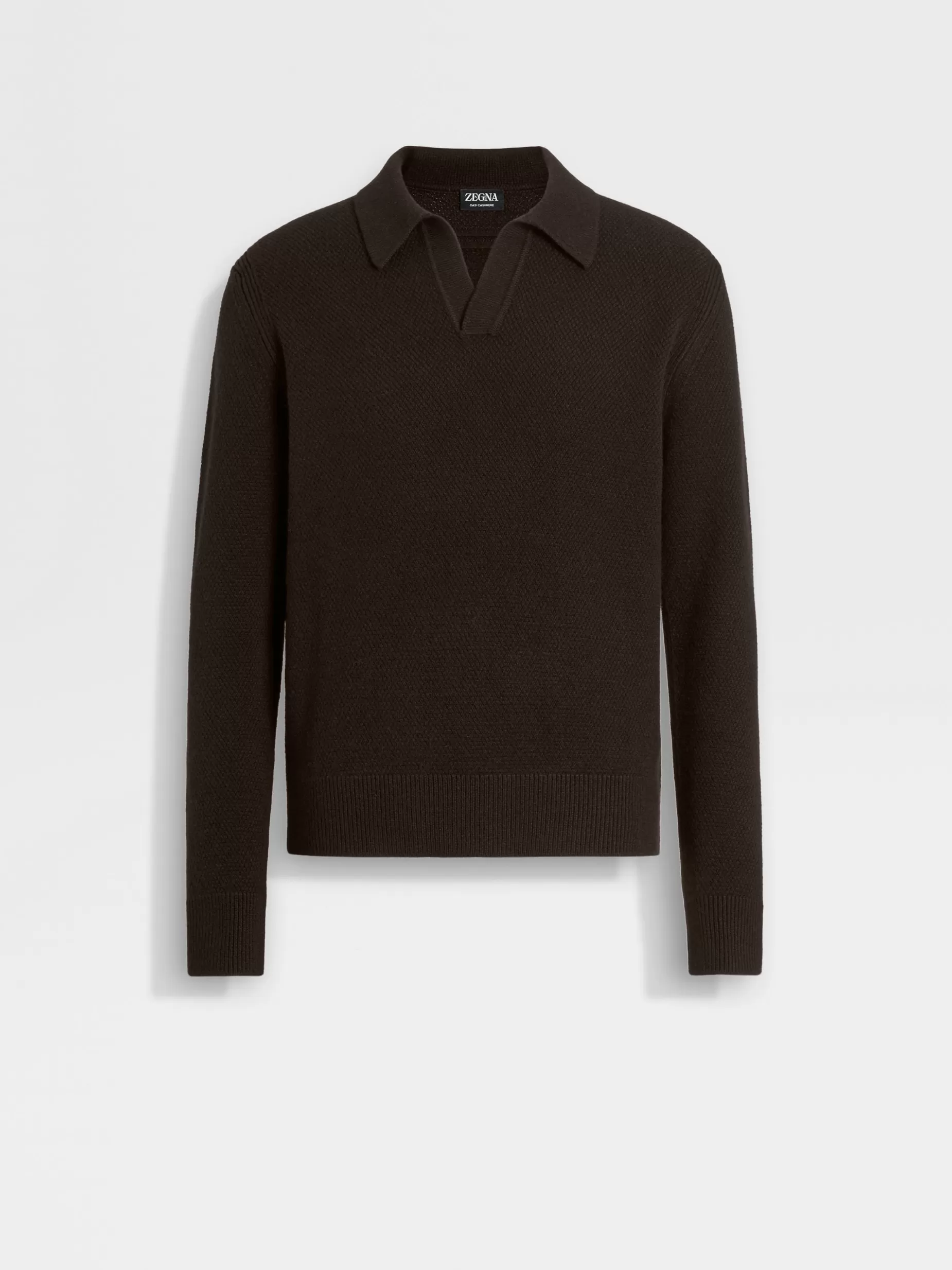 Polo Oasi Cashmere Marron Foncé Chiné<ZEGNA Discount