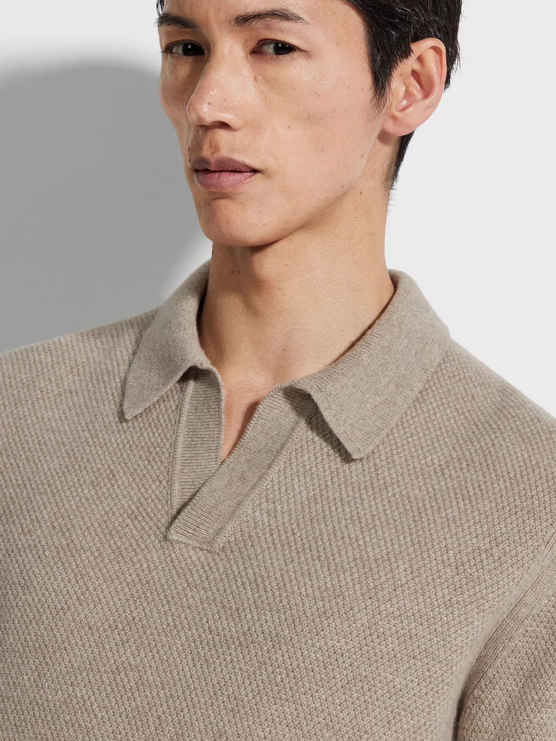 Polo Oasi Cashmere Taupe Clair Chiné<ZEGNA Fashion