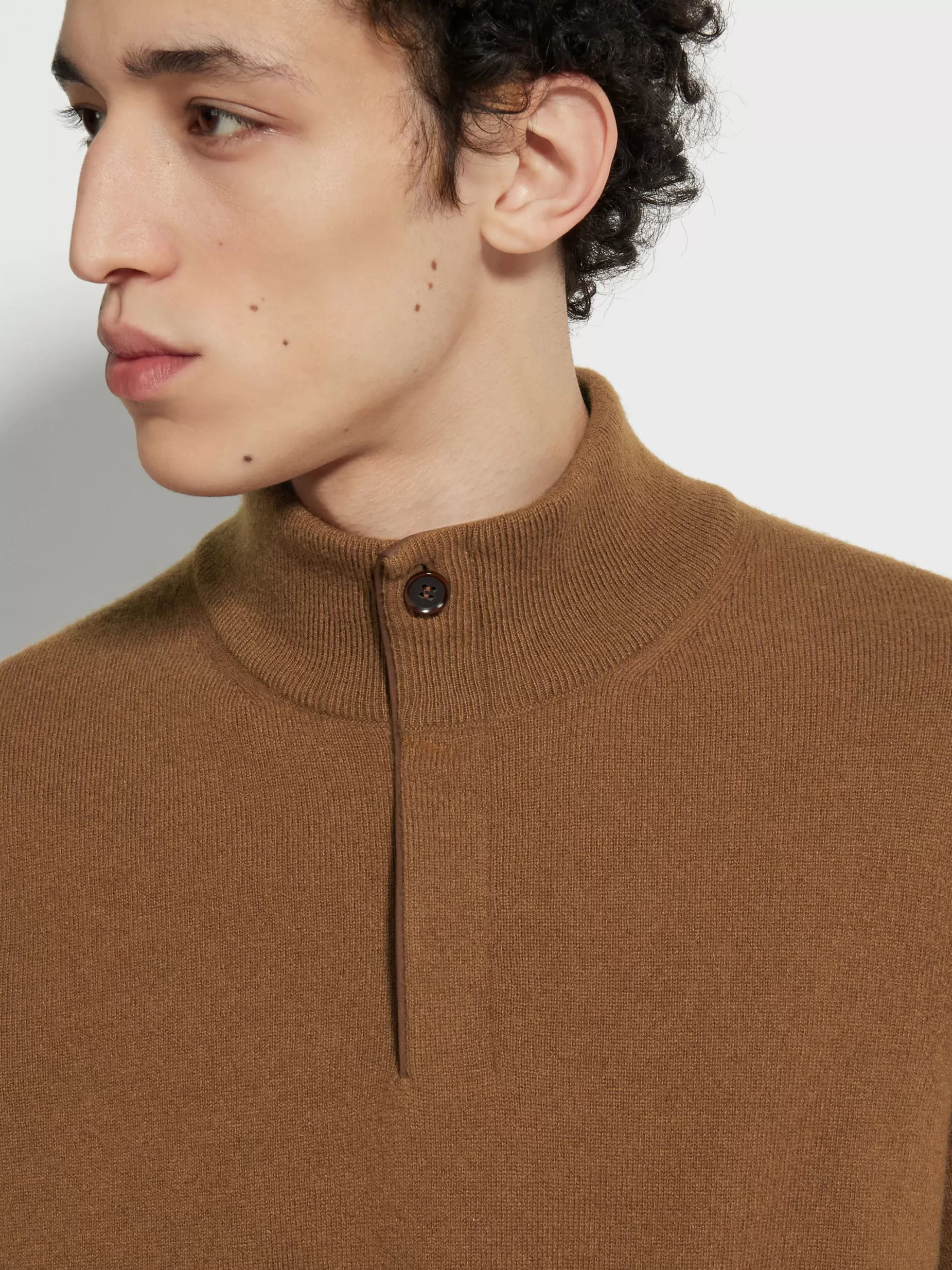 Pull à Col Montant Zippé en Oasi Cashmere Foliage Foncé Chiné<ZEGNA Sale