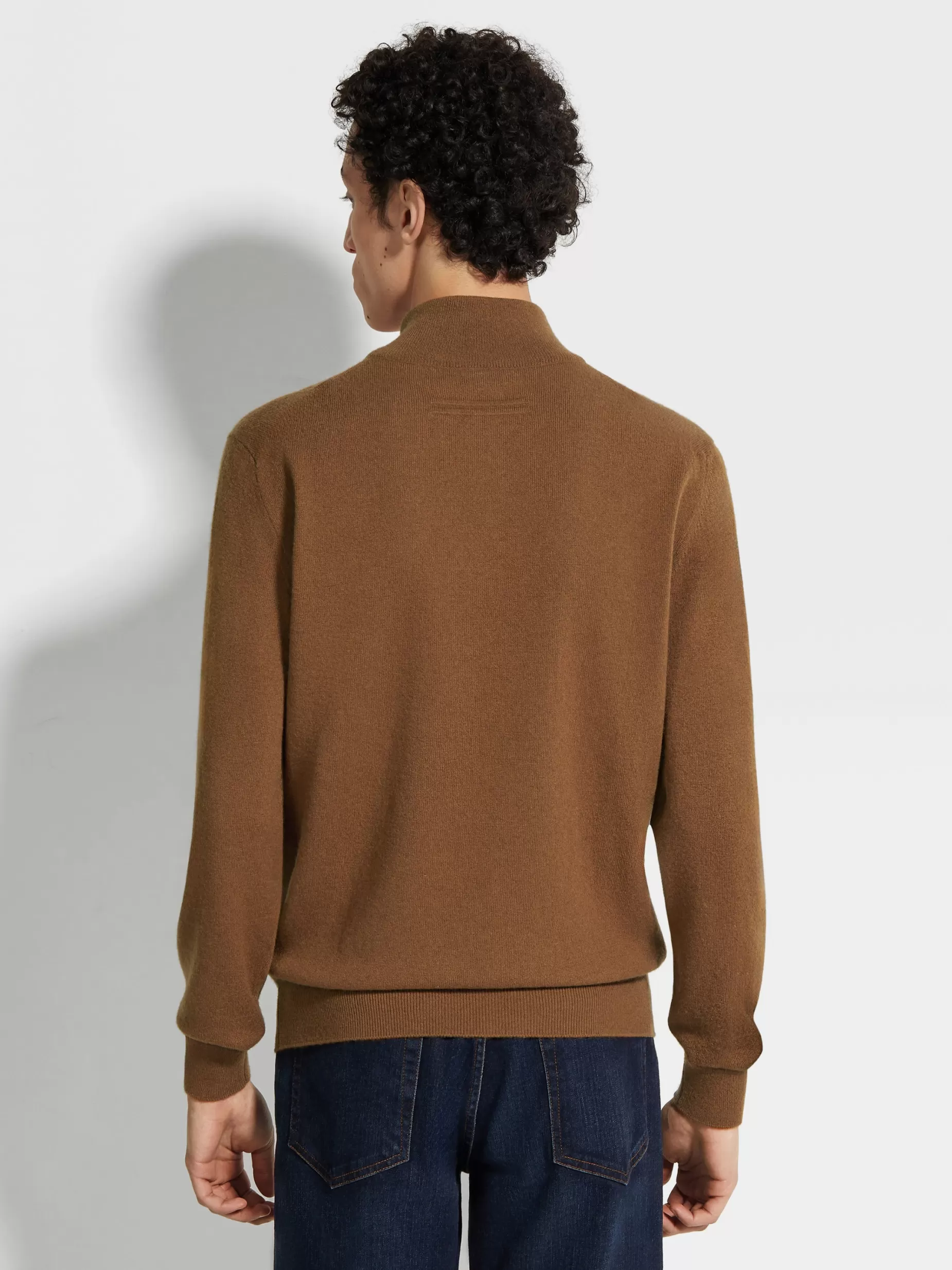 Pull à Col Montant Zippé en Oasi Cashmere Foliage Foncé Chiné<ZEGNA Sale