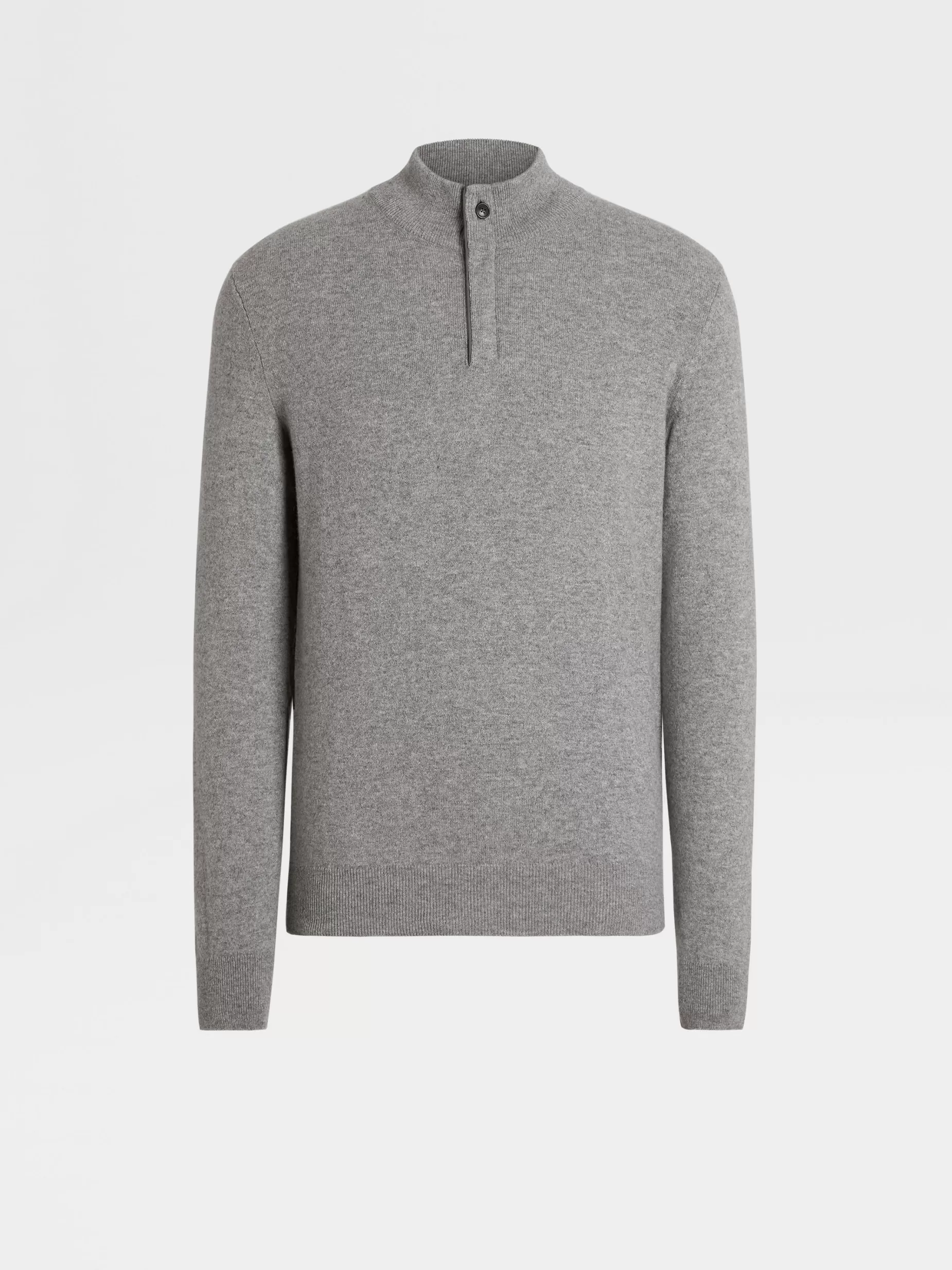 Pull à Col Montant Zippé en Oasi Cashmere Gris Chiné<ZEGNA Best