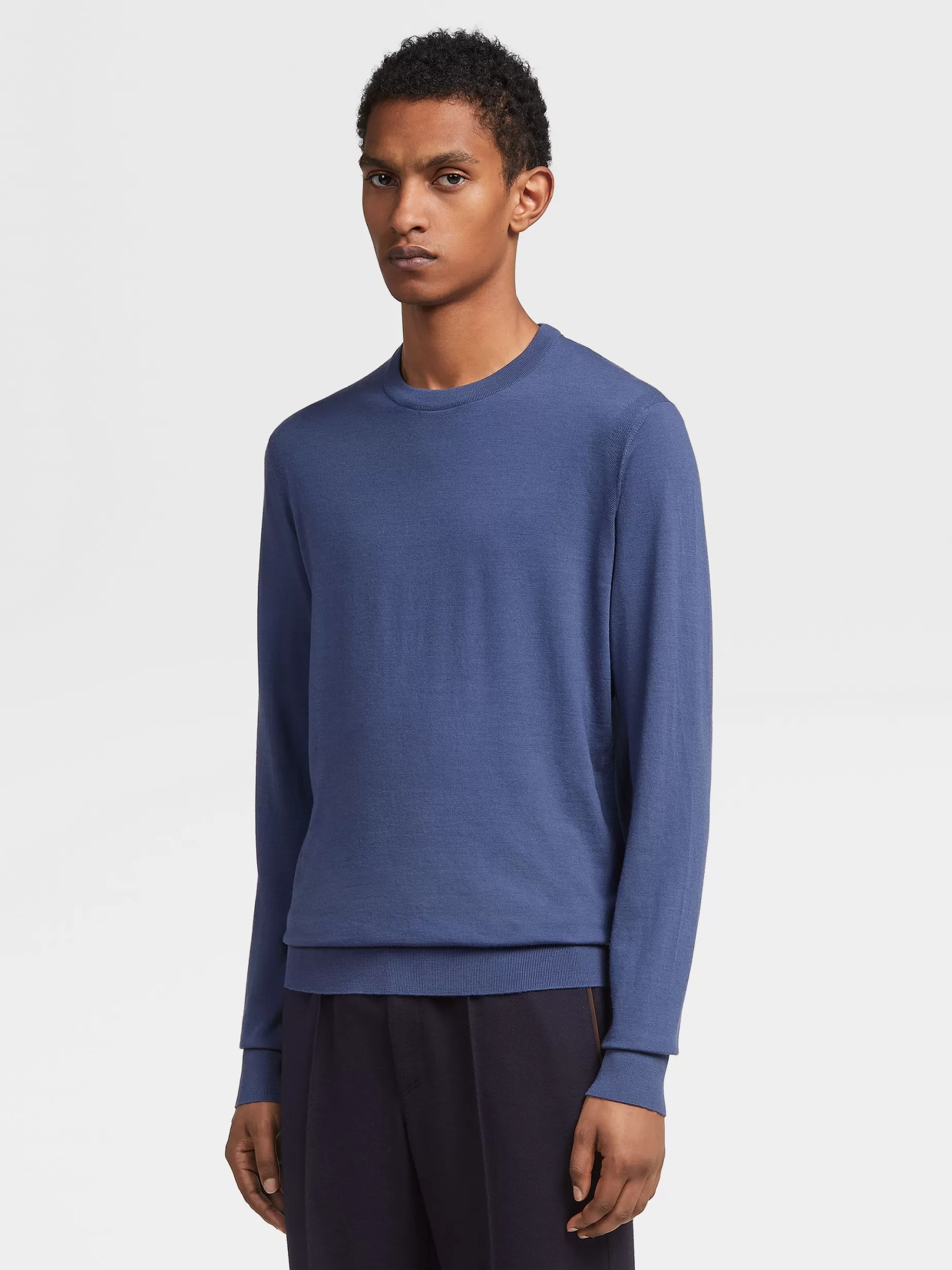 Pull à Col Ras du Cou en Laine 12milmil12 Bleu Clair<ZEGNA Online