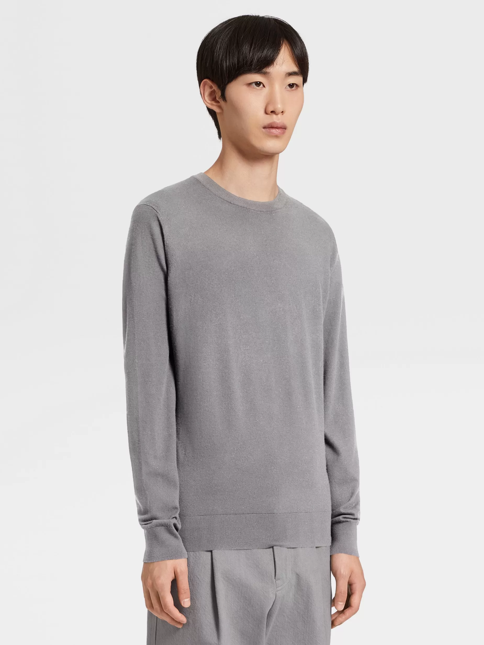 Pull à Col Ras du Cou en Laine 12milmil12 Gris Foncé<ZEGNA Flash Sale