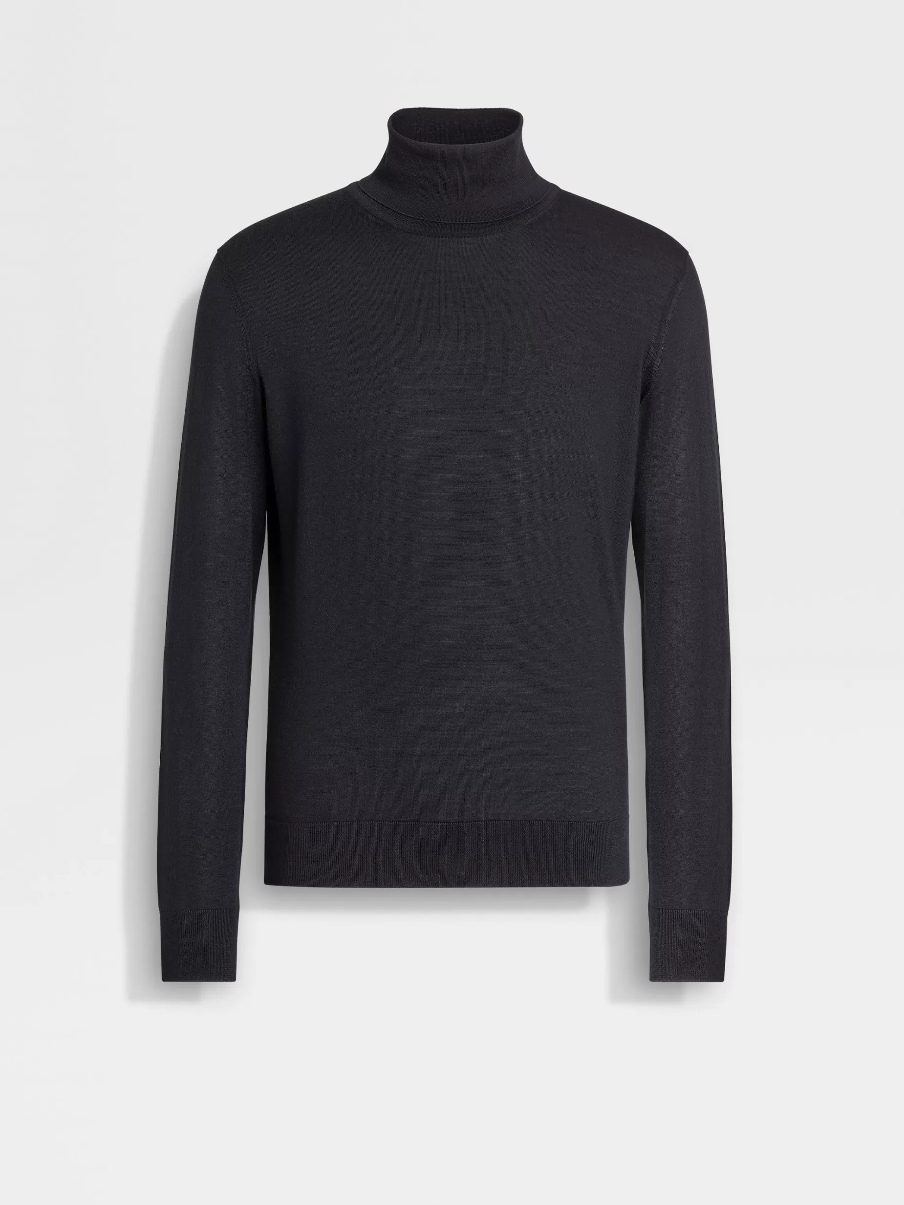 Pull Col Roulé en Cashseta Bleu Marine Chiné<ZEGNA New