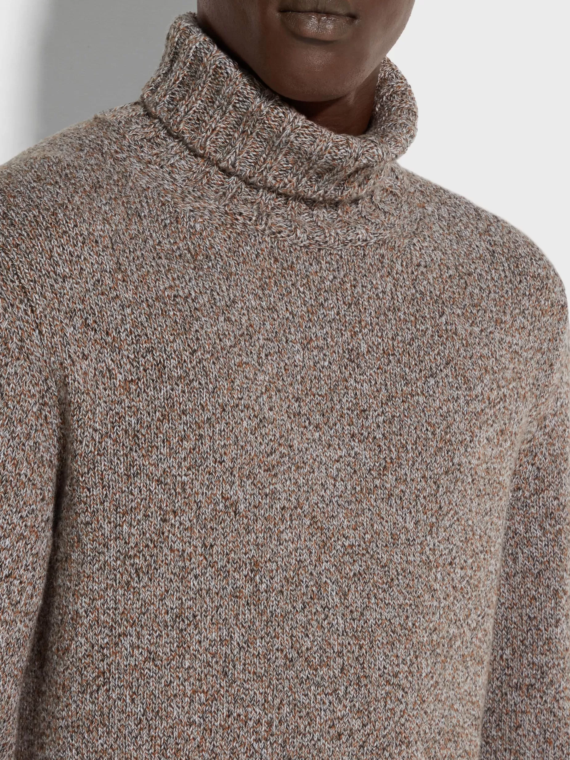 Pull Col Roulé en Oasi Cashmere Foliage Foncé et Taupe<ZEGNA Cheap