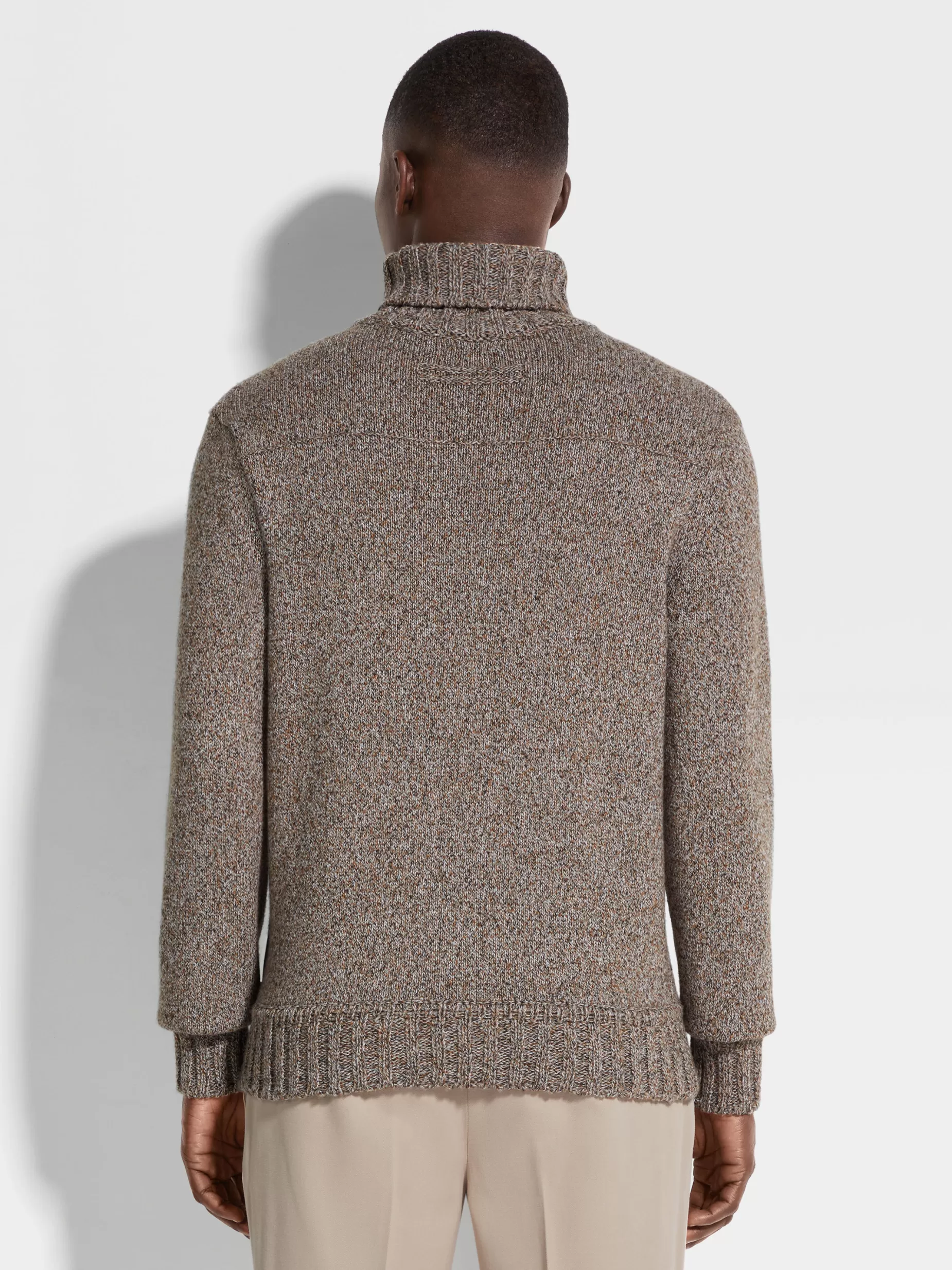 Pull Col Roulé en Oasi Cashmere Foliage Foncé et Taupe<ZEGNA Cheap