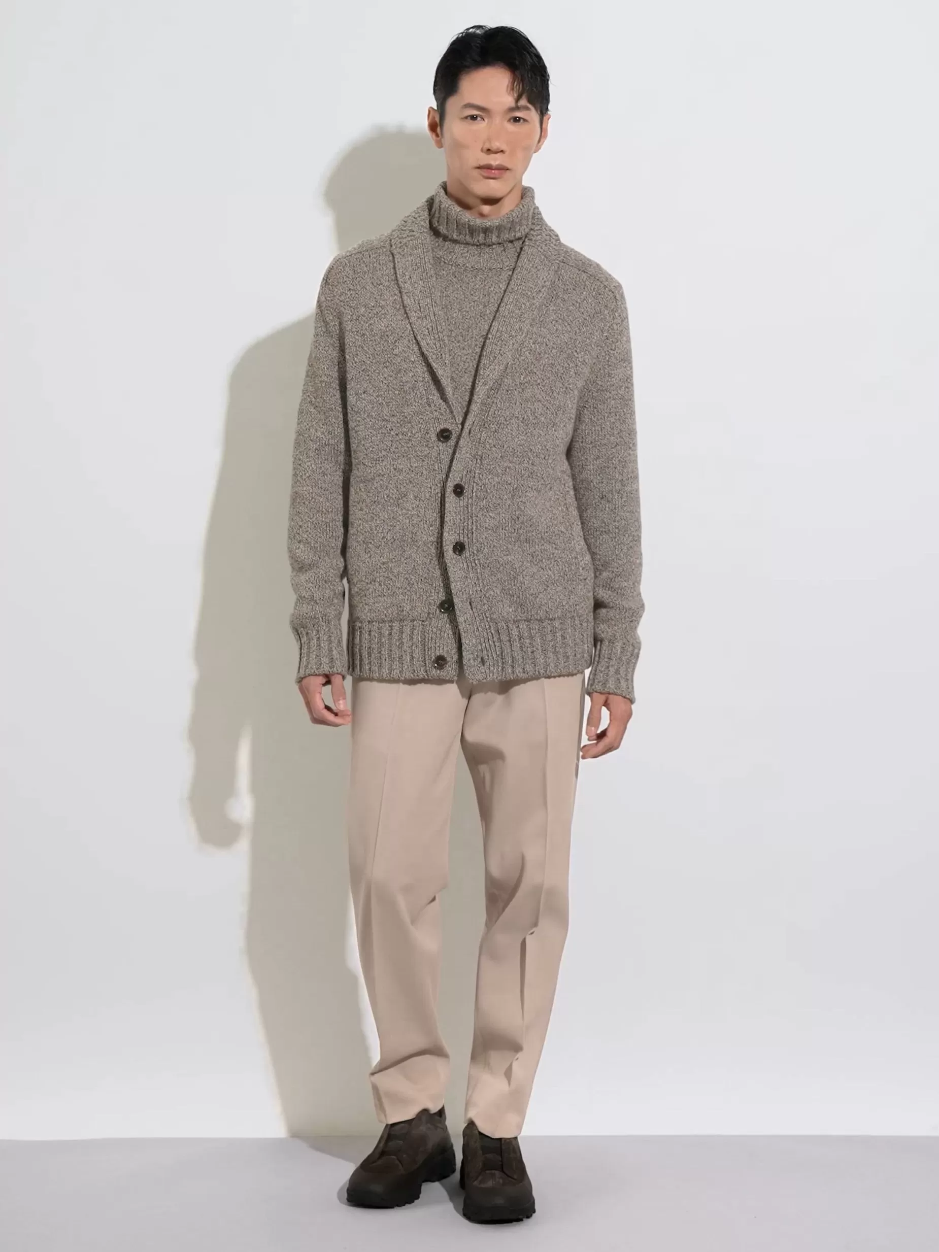 Pull Col Roulé en Oasi Cashmere Foliage Foncé et Taupe<ZEGNA Cheap
