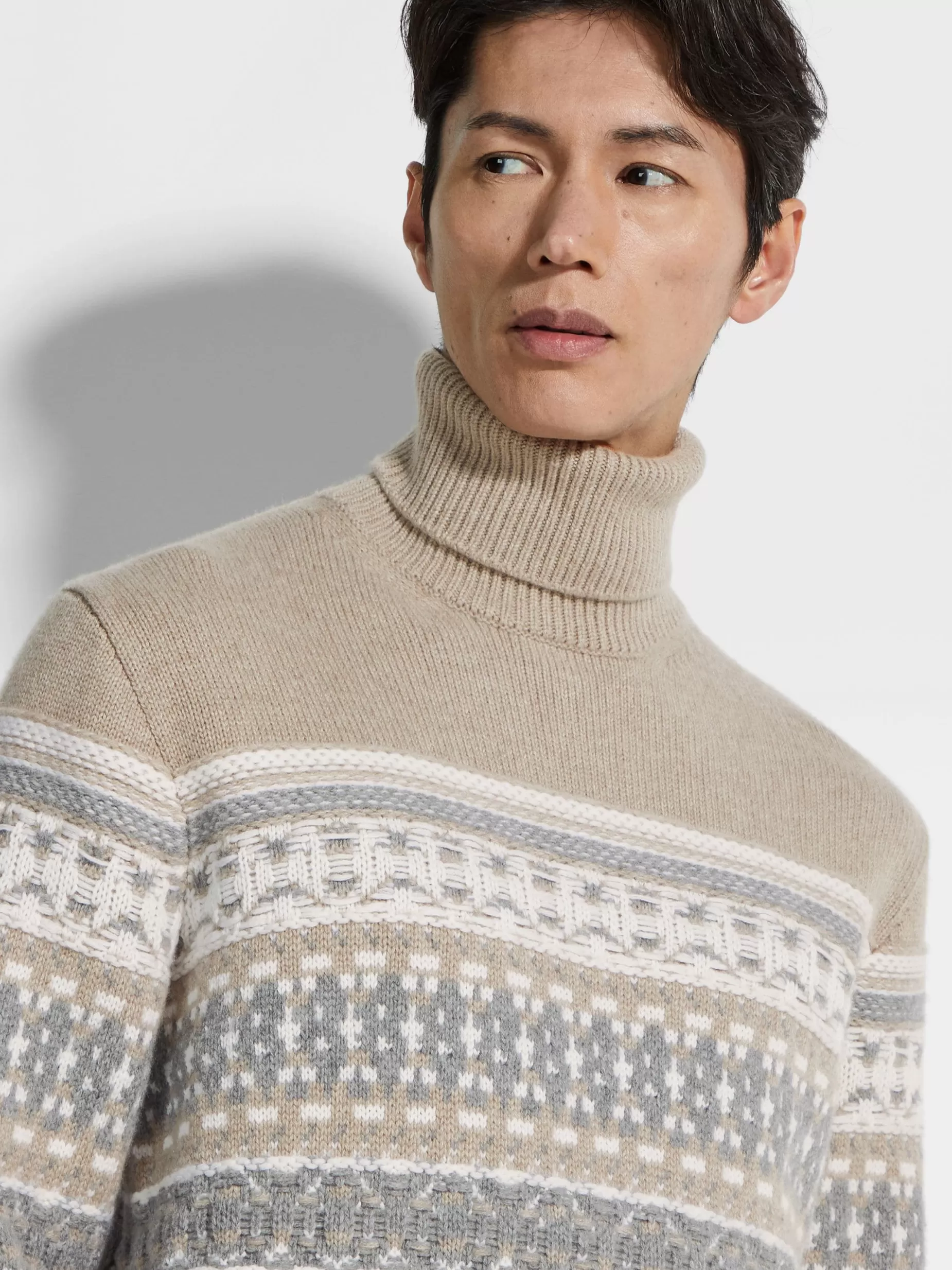 Pull Col Roulé en Oasi Cashmere Taupe Clair<ZEGNA Outlet