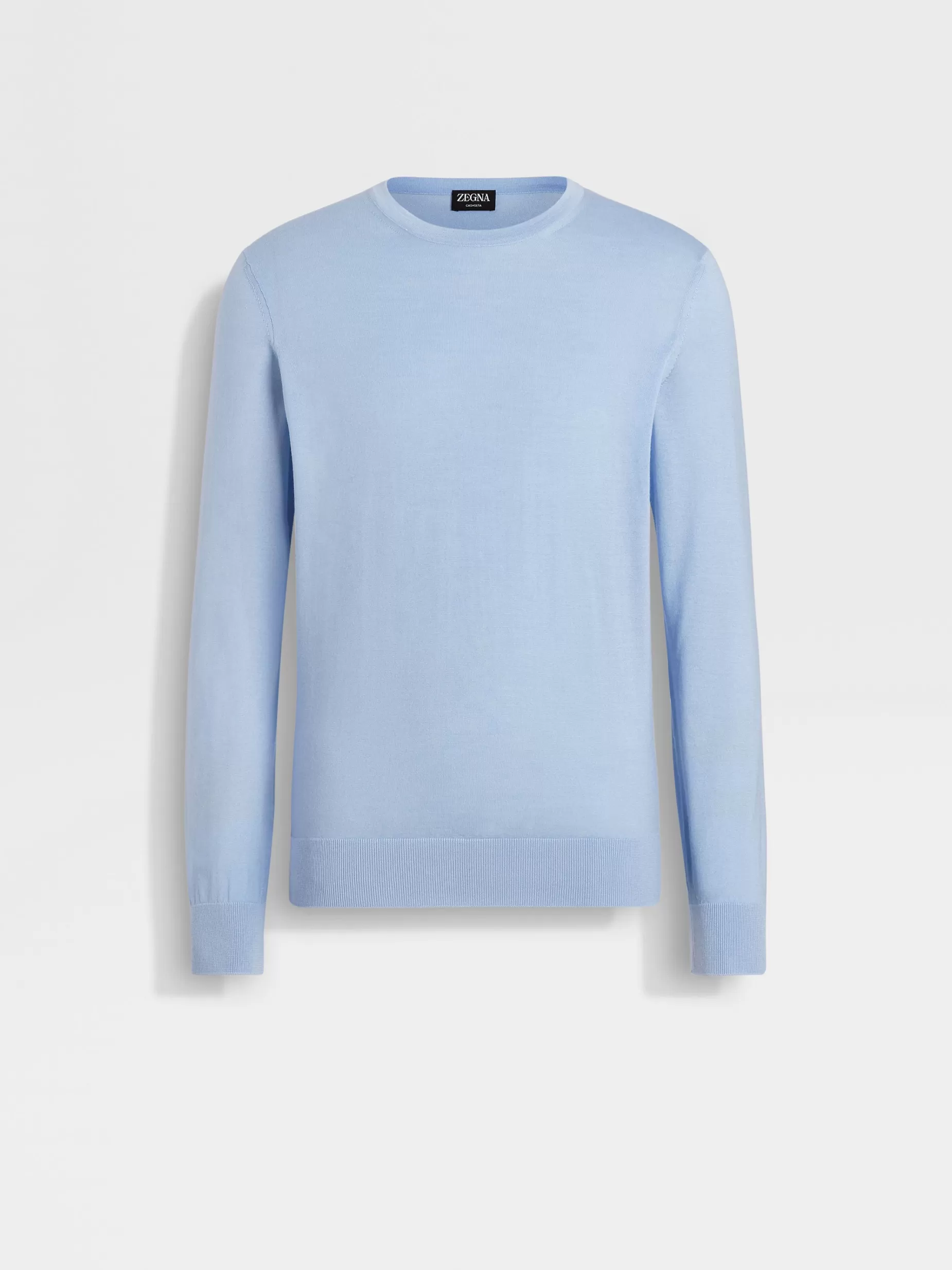 Pull Ras du Cou en Cashseta Bleu Clair<ZEGNA Outlet