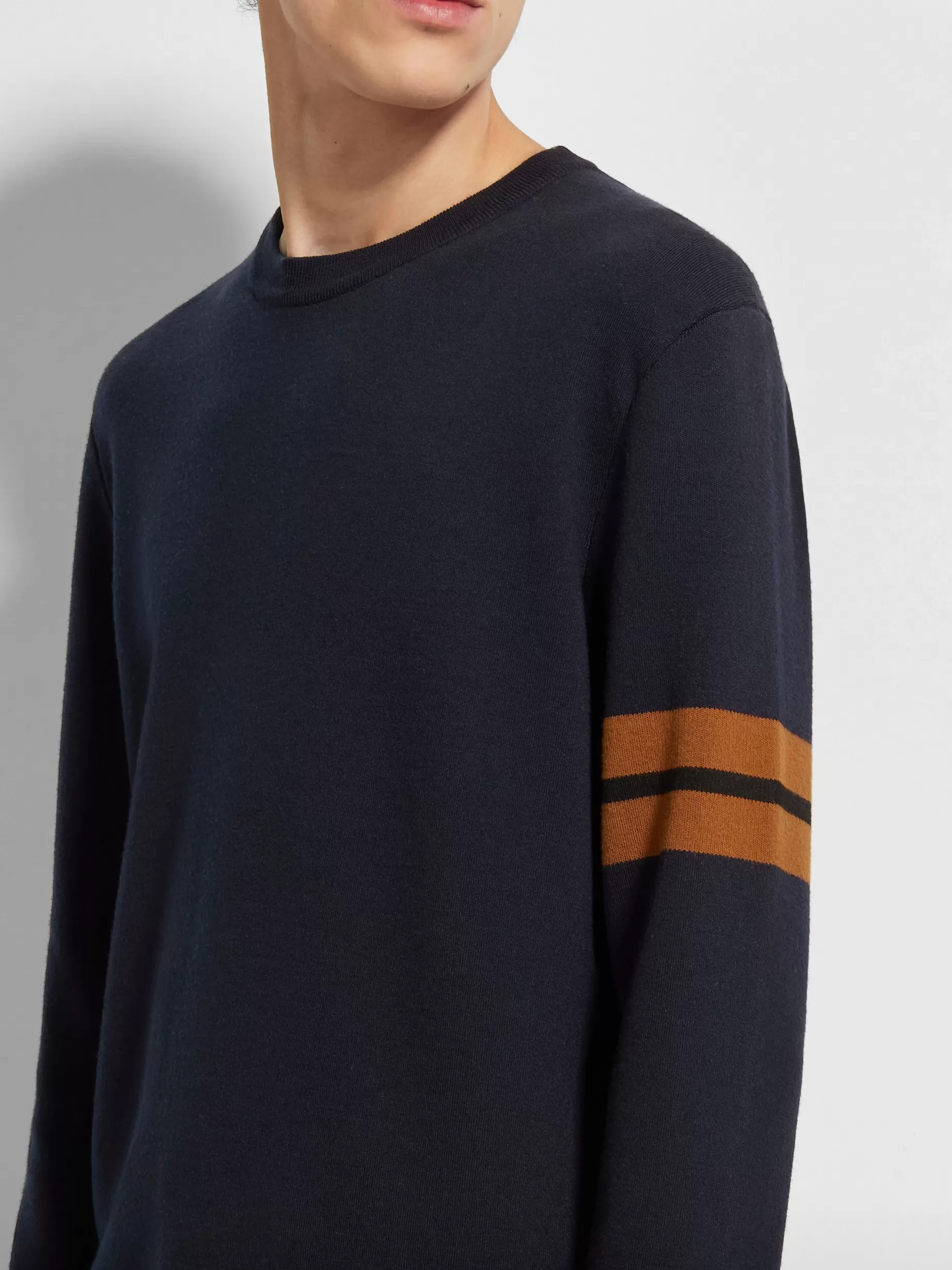 Pull Ras du Cou en Laine High Performance™ Bleu Marine<ZEGNA Cheap
