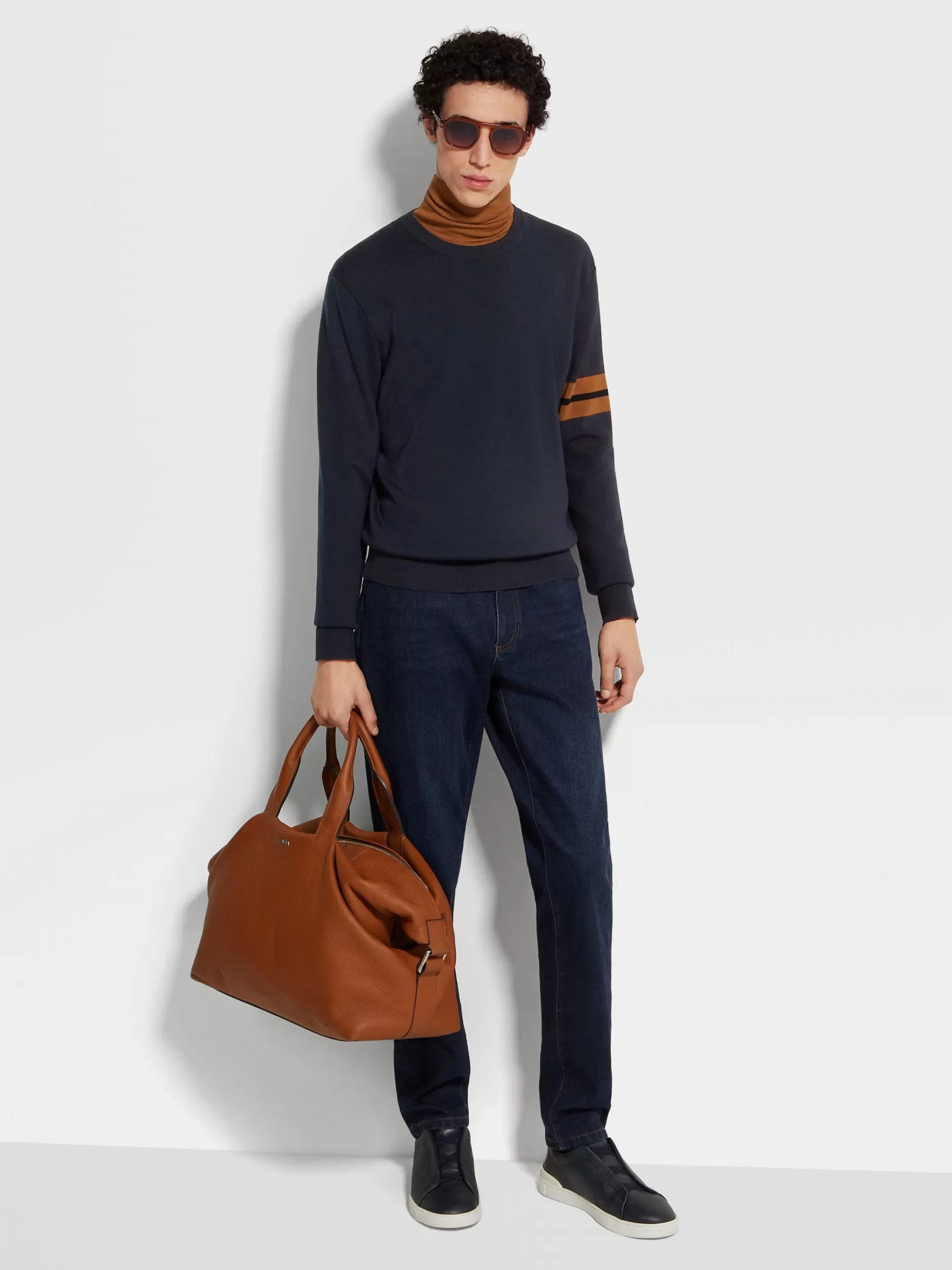 Pull Ras du Cou en Laine High Performance™ Bleu Marine<ZEGNA Cheap