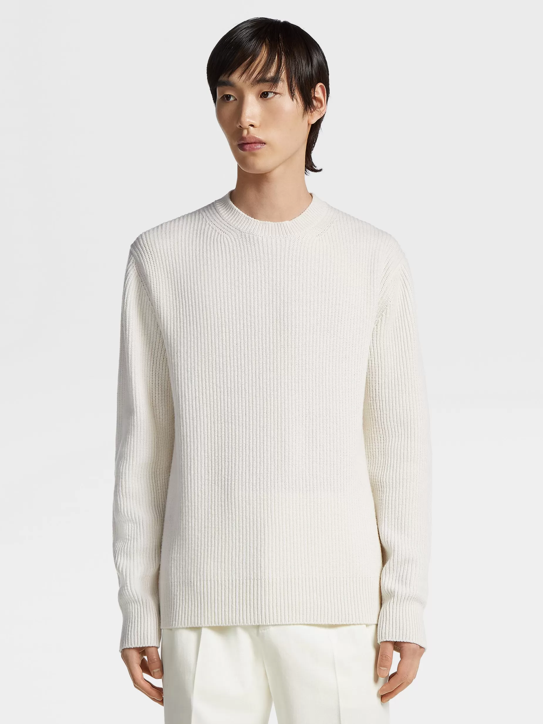 Pull Ras du Cou en Oasi Cashmere Blanc Chiné<ZEGNA Cheap