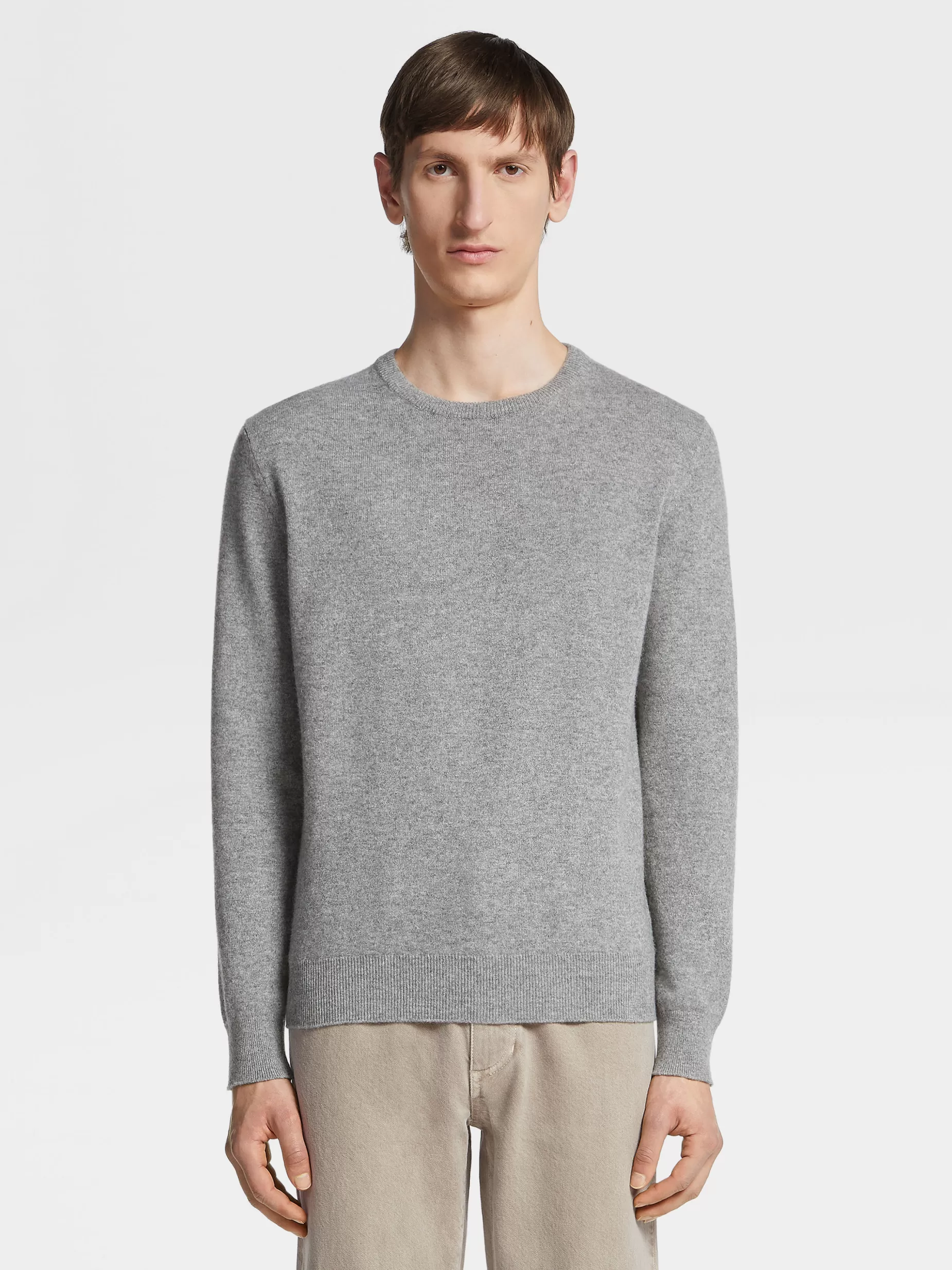 Pull Ras du Cou en Oasi Cashmere Gris Chiné<ZEGNA Sale