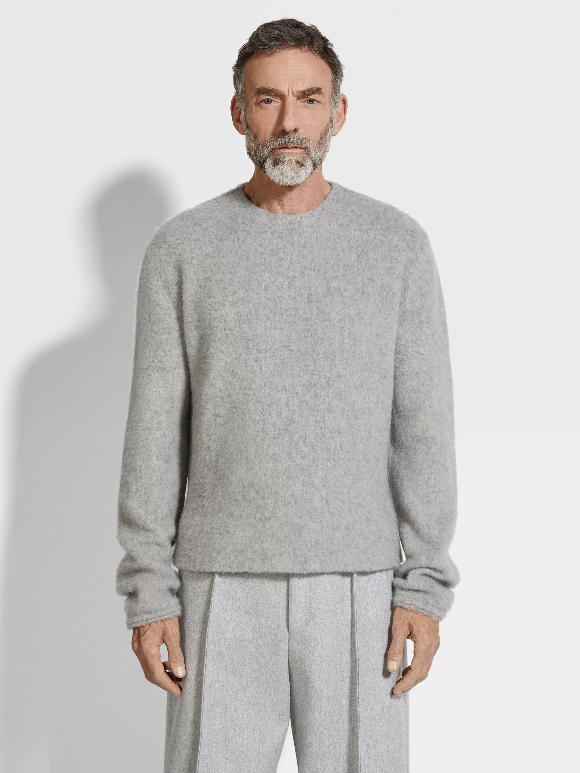 Pull Ras du Cou en Oasi Cashmere Gris Clair Chiné<ZEGNA Discount