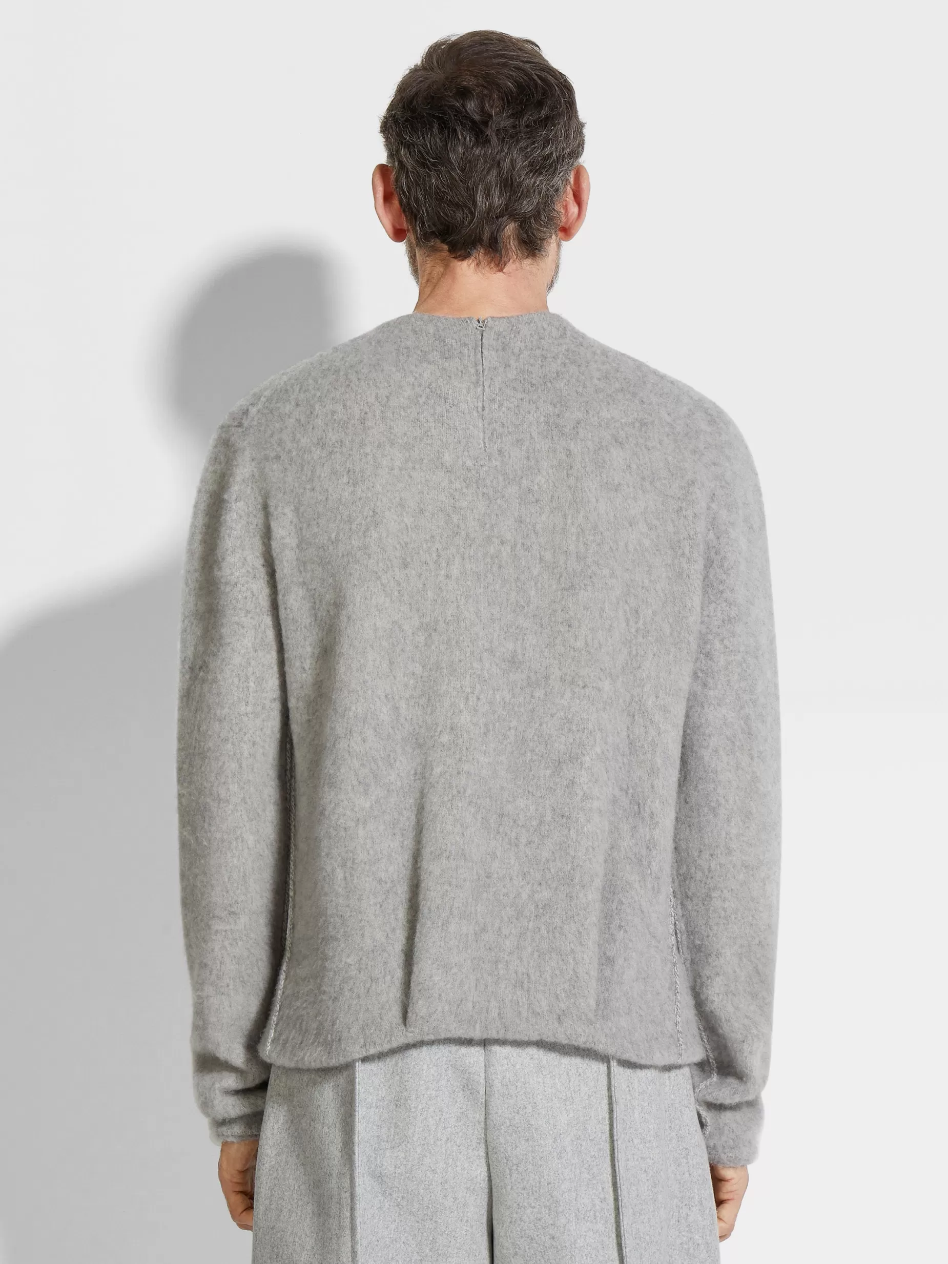 Pull Ras du Cou en Oasi Cashmere Gris Clair Chiné<ZEGNA Discount