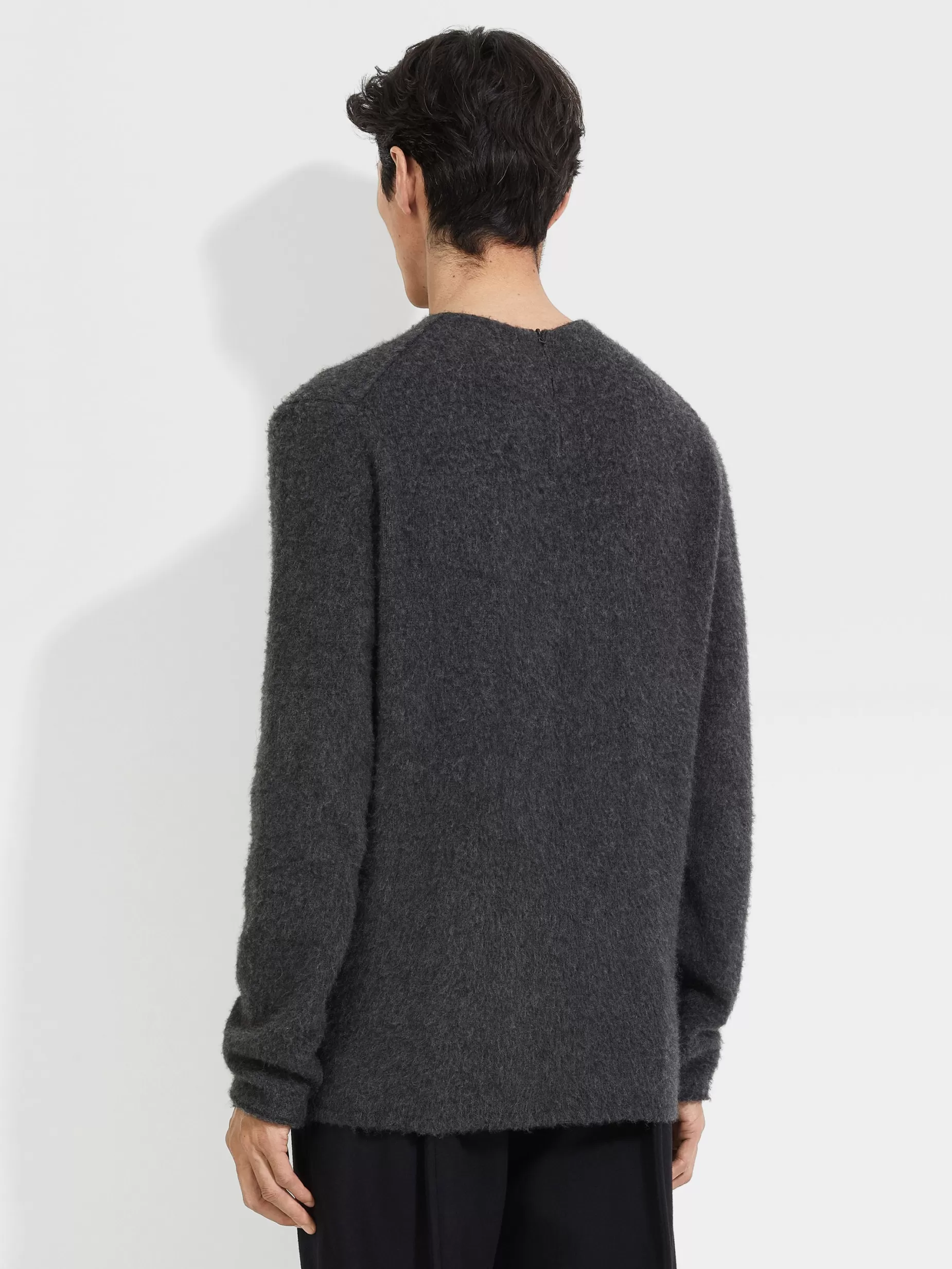 Pull Ras du Cou en Oasi Cashmere Gris Foncé Chiné<ZEGNA Best Sale