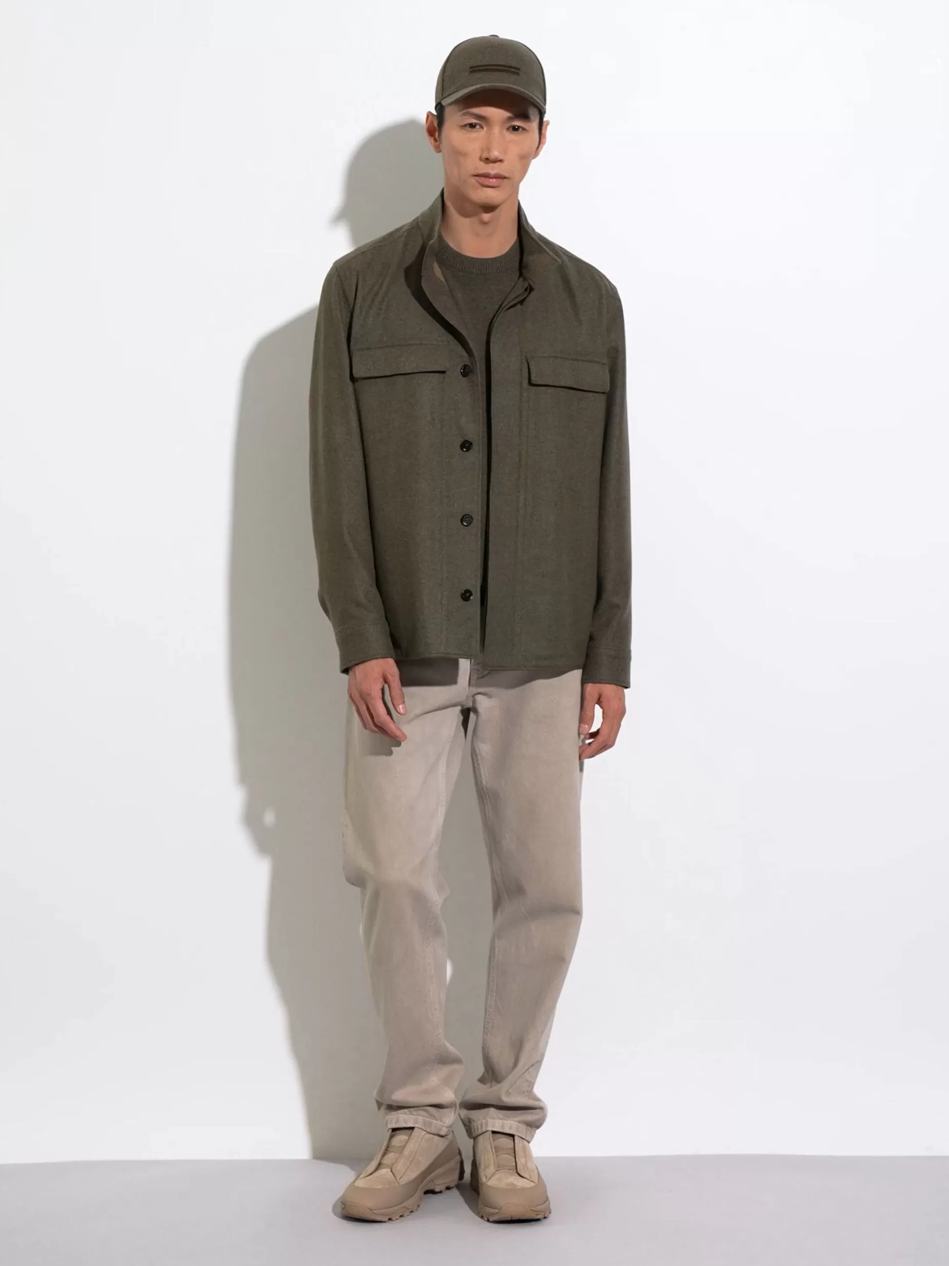 Pull Ras du Cou en Oasi Cashmere Vert Kaki Chiné Multicolore<ZEGNA Cheap