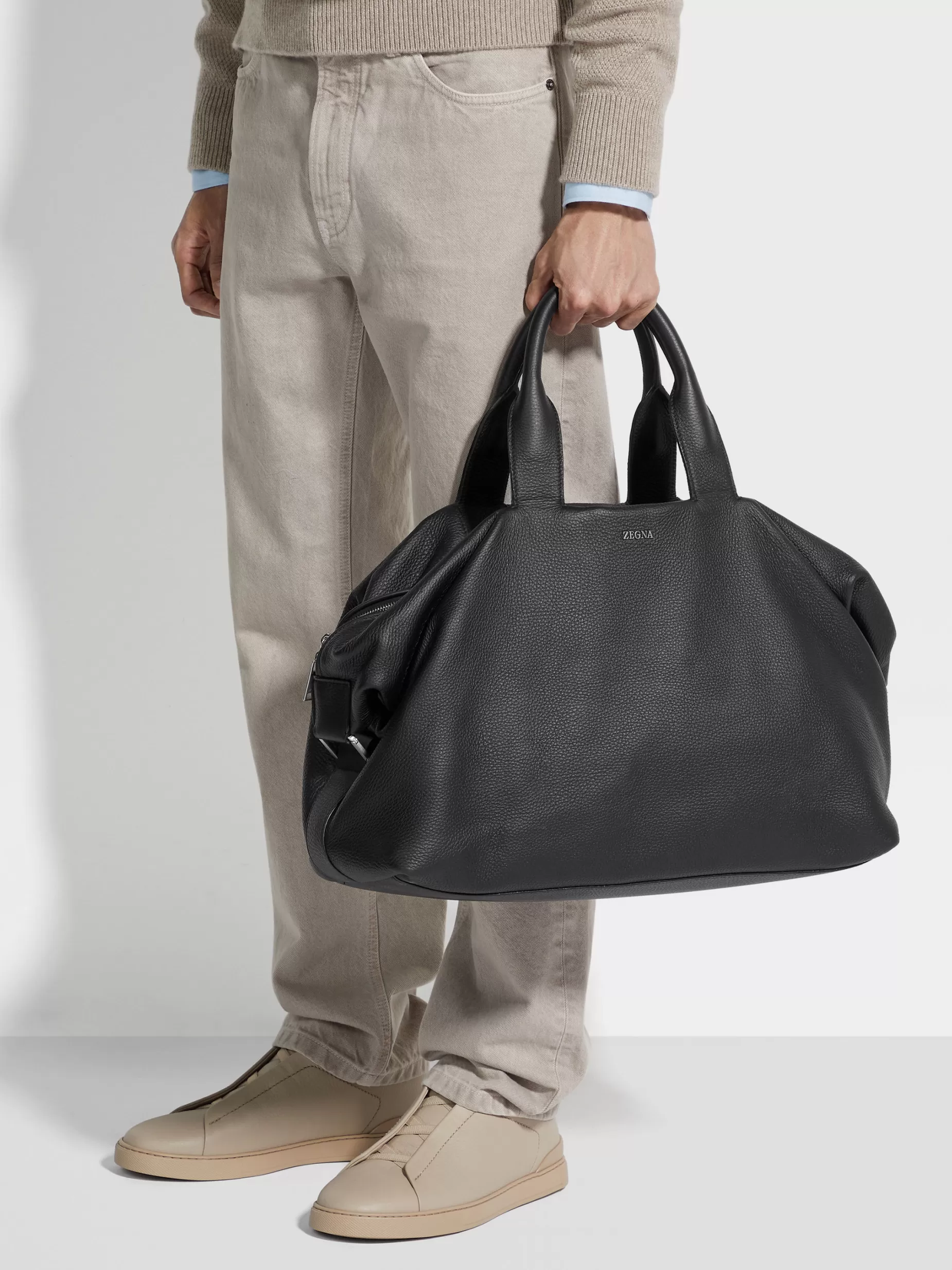 Sac de Voyage Raglan en Cuir de Cerf<ZEGNA Clearance