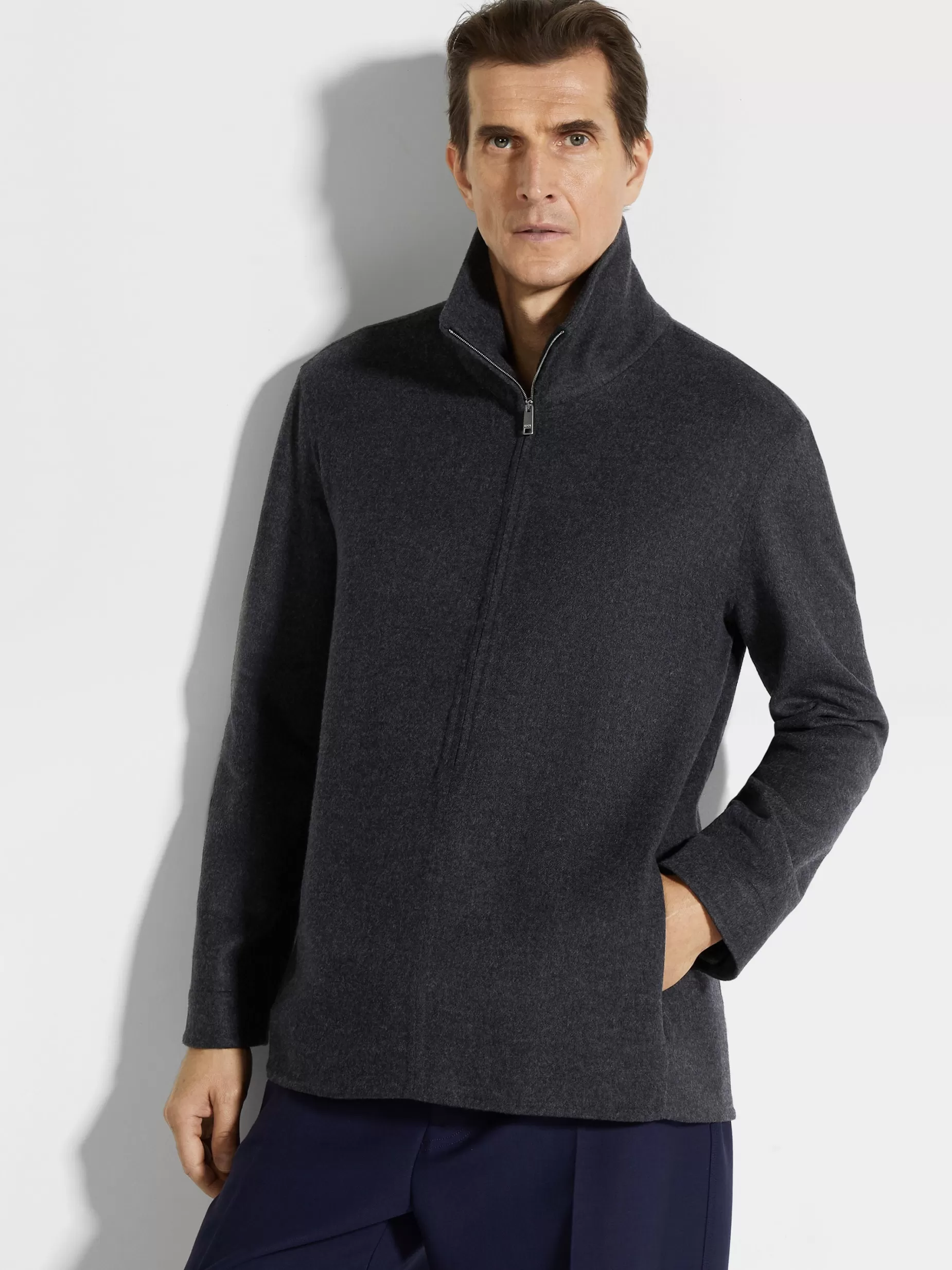 Surchemise en Trofeo™ Cashmere Gris Foncé Chiné<ZEGNA Best