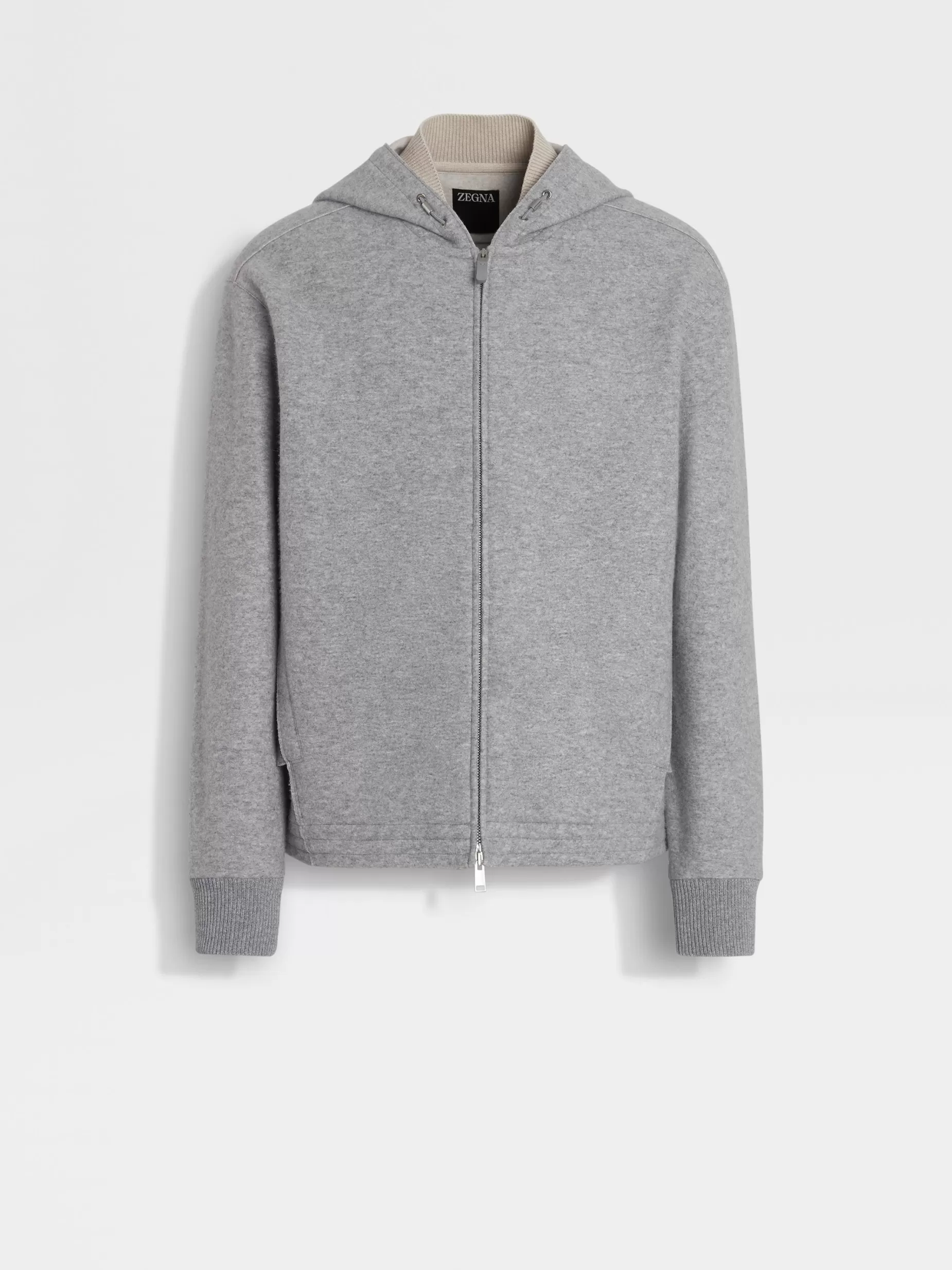 Sweat à Capuche Zippé en Cachemire Mélangé Gris Chiné<ZEGNA Store