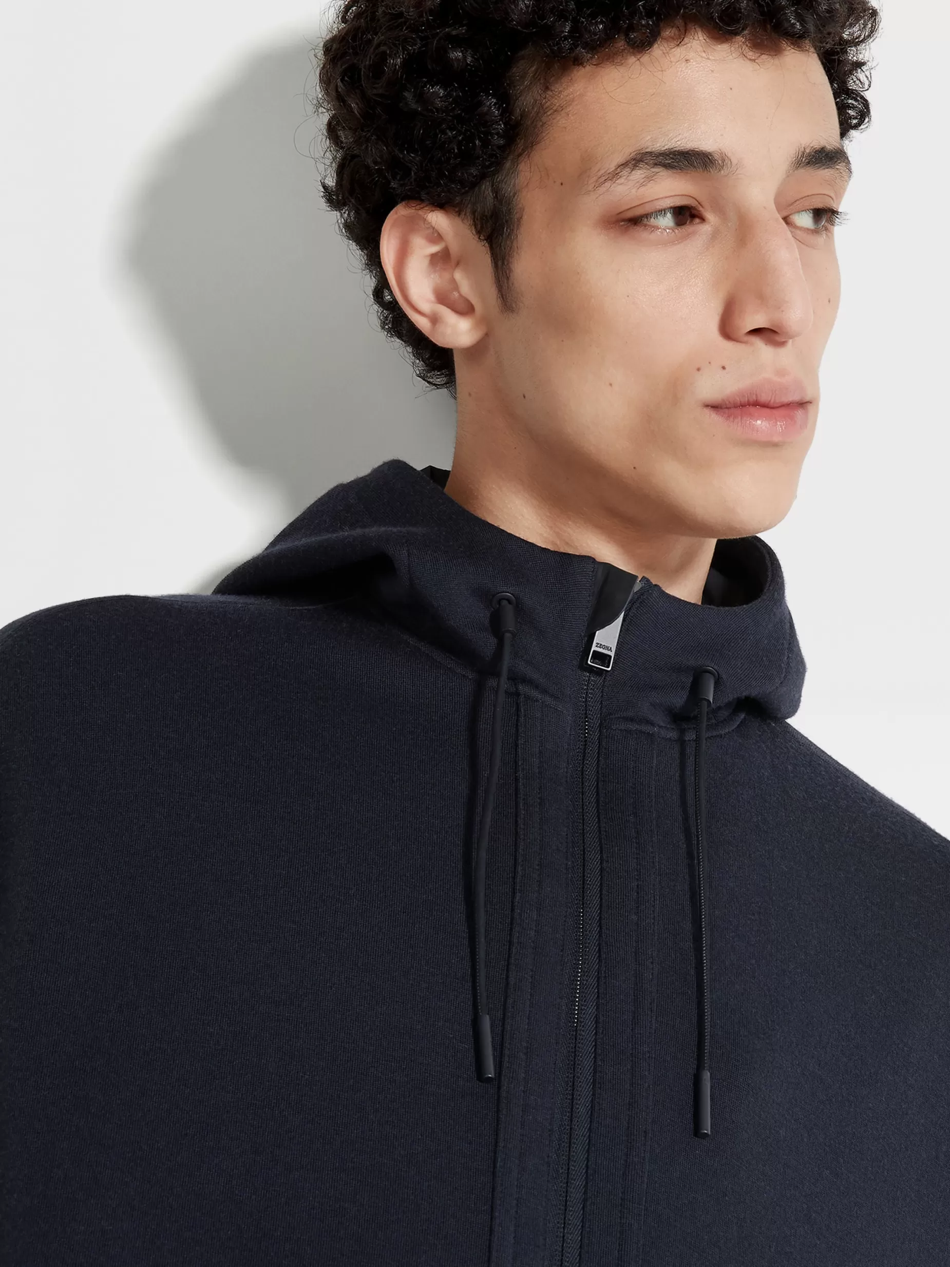 Sweat-Shirt à Capuche en Laine High Performance™ Mélangée Bleu Marine<ZEGNA Sale