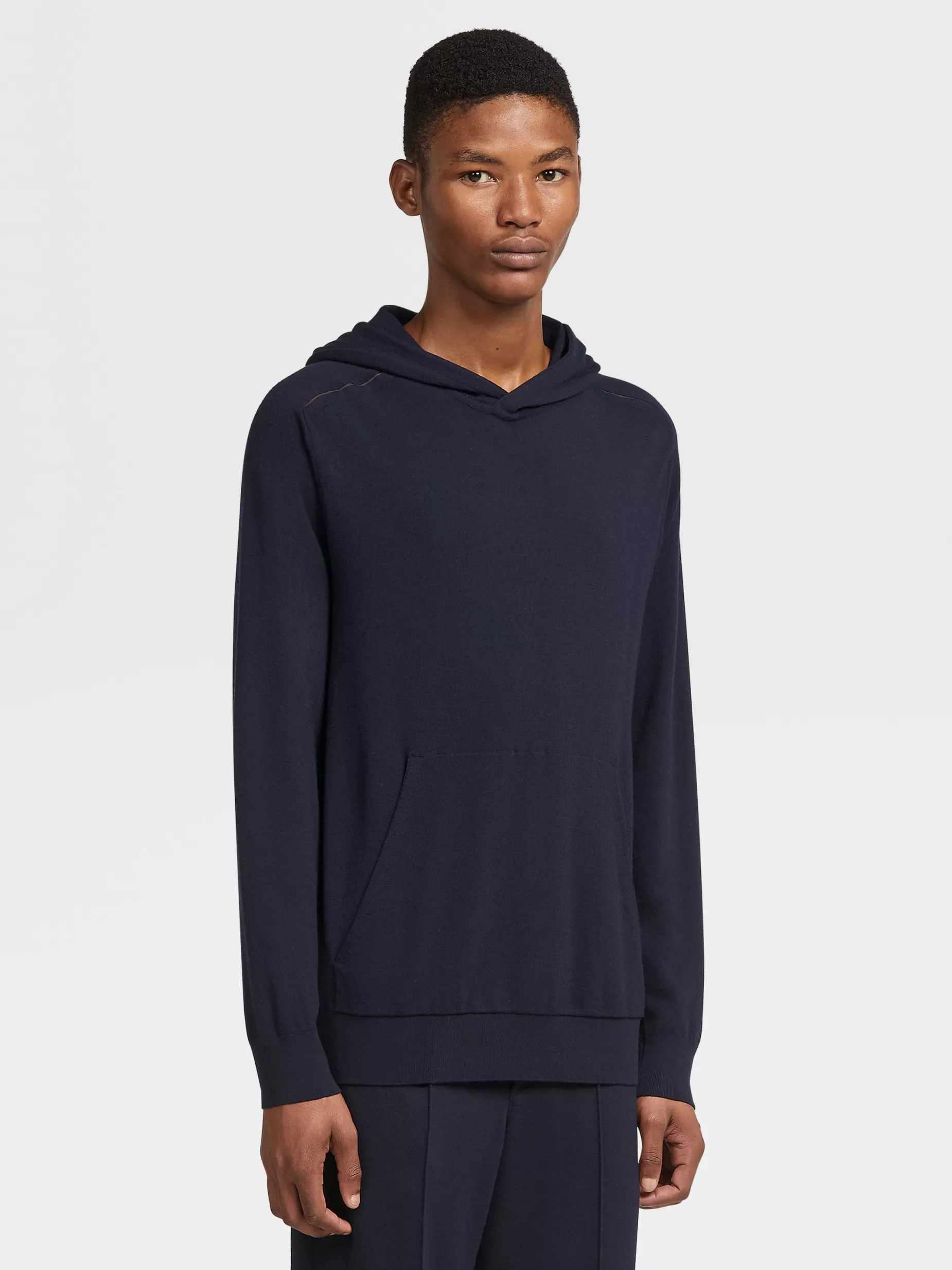 Sweat-shirt à Capuche en Laine 12milmil12 Bleu Marine<ZEGNA Hot