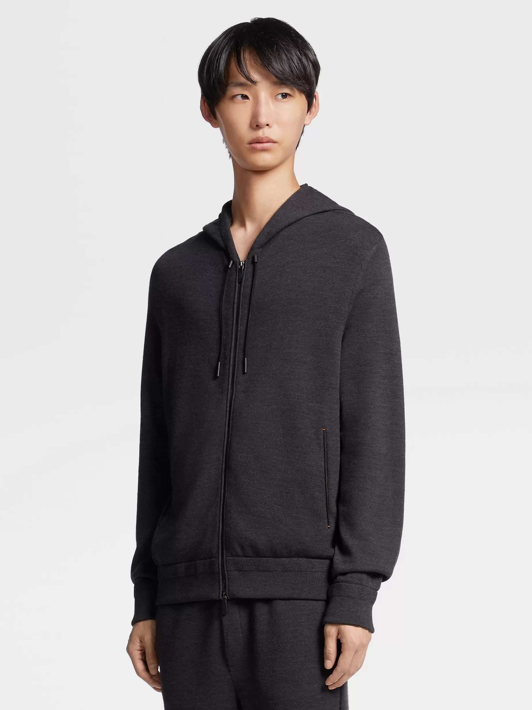 Sweat-shirt à Capuche Zippé en Laine 12milmil12 Gris Foncé<ZEGNA Online