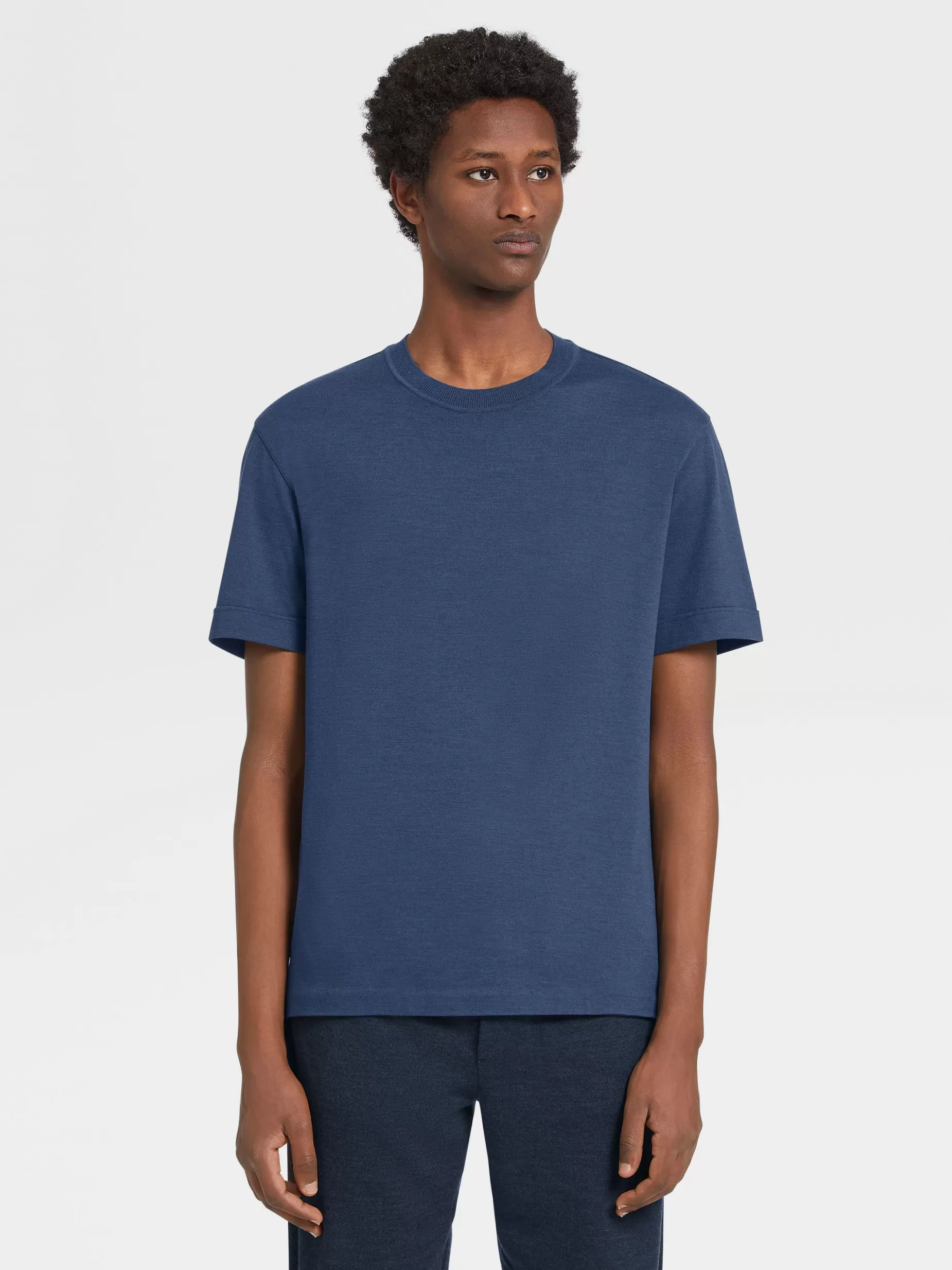 T-shirt à Manches Courtes en Laine 12milmil12 Bleu Workwear<ZEGNA Flash Sale