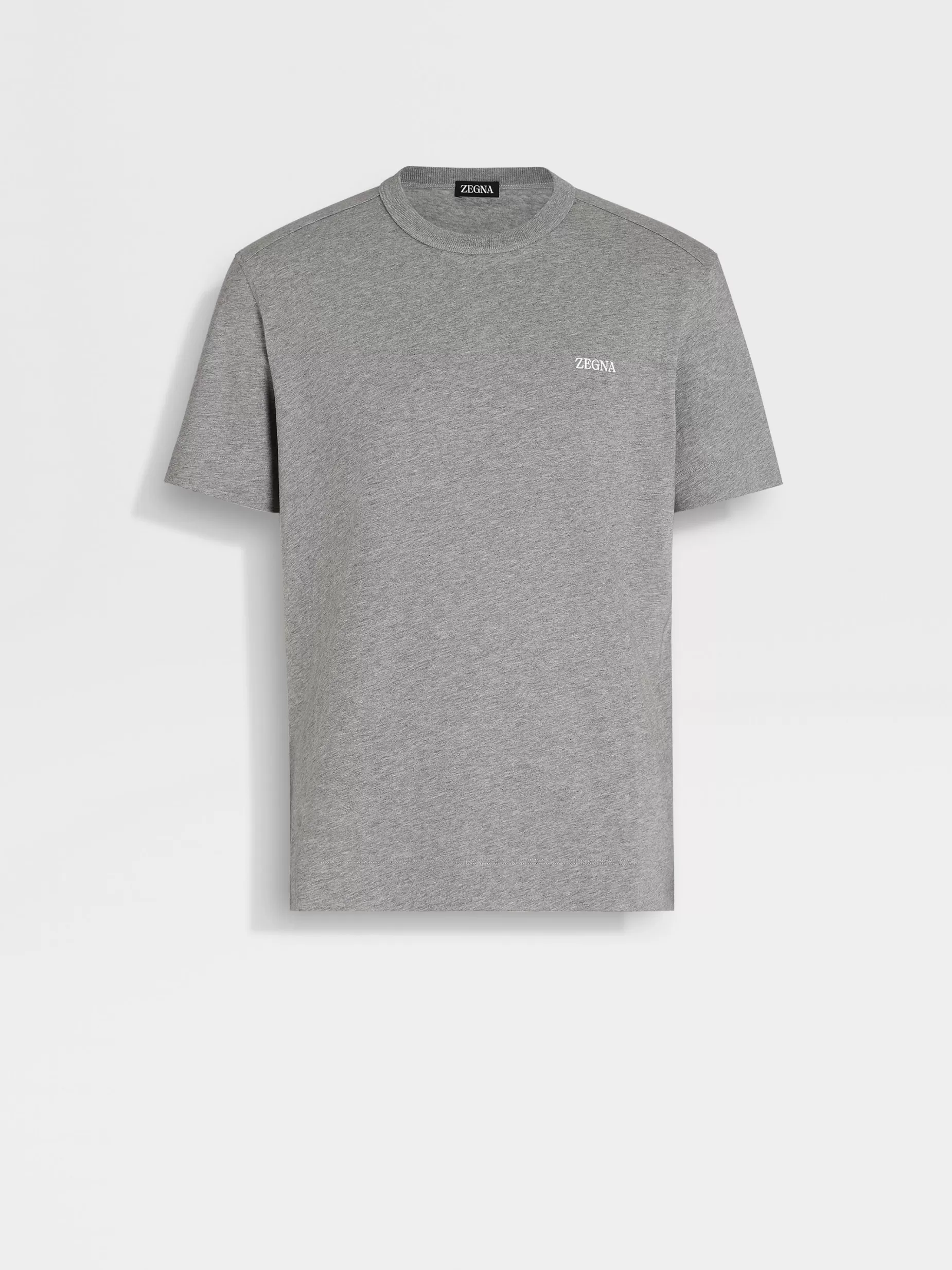 T-Shirt en Coton Gris Chiné<ZEGNA Clearance