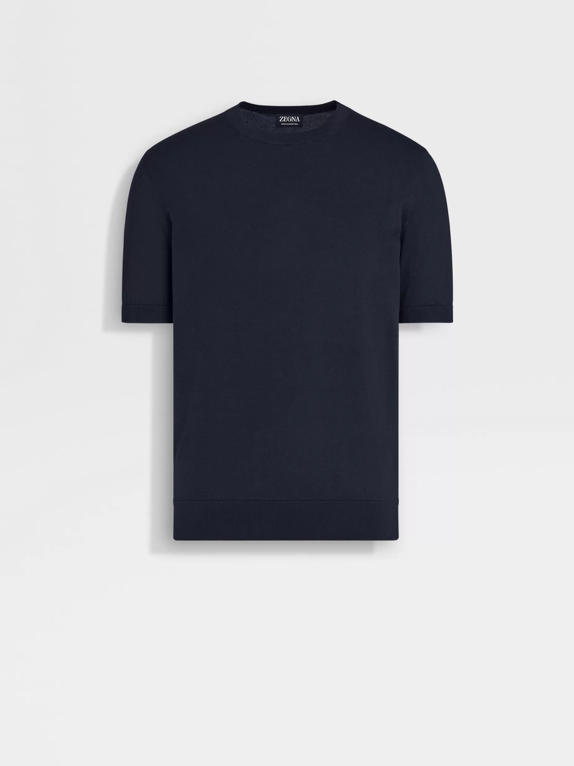 T-Shirt Ras du Cou en Premium Cotton Bleu Marine<ZEGNA Flash Sale