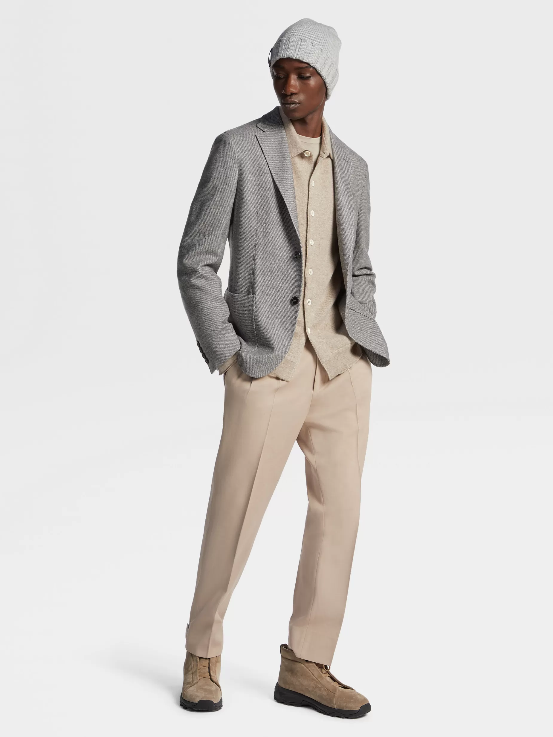 Veste Chemise en Trofeo™ Cashmere Gris Chiné<ZEGNA New