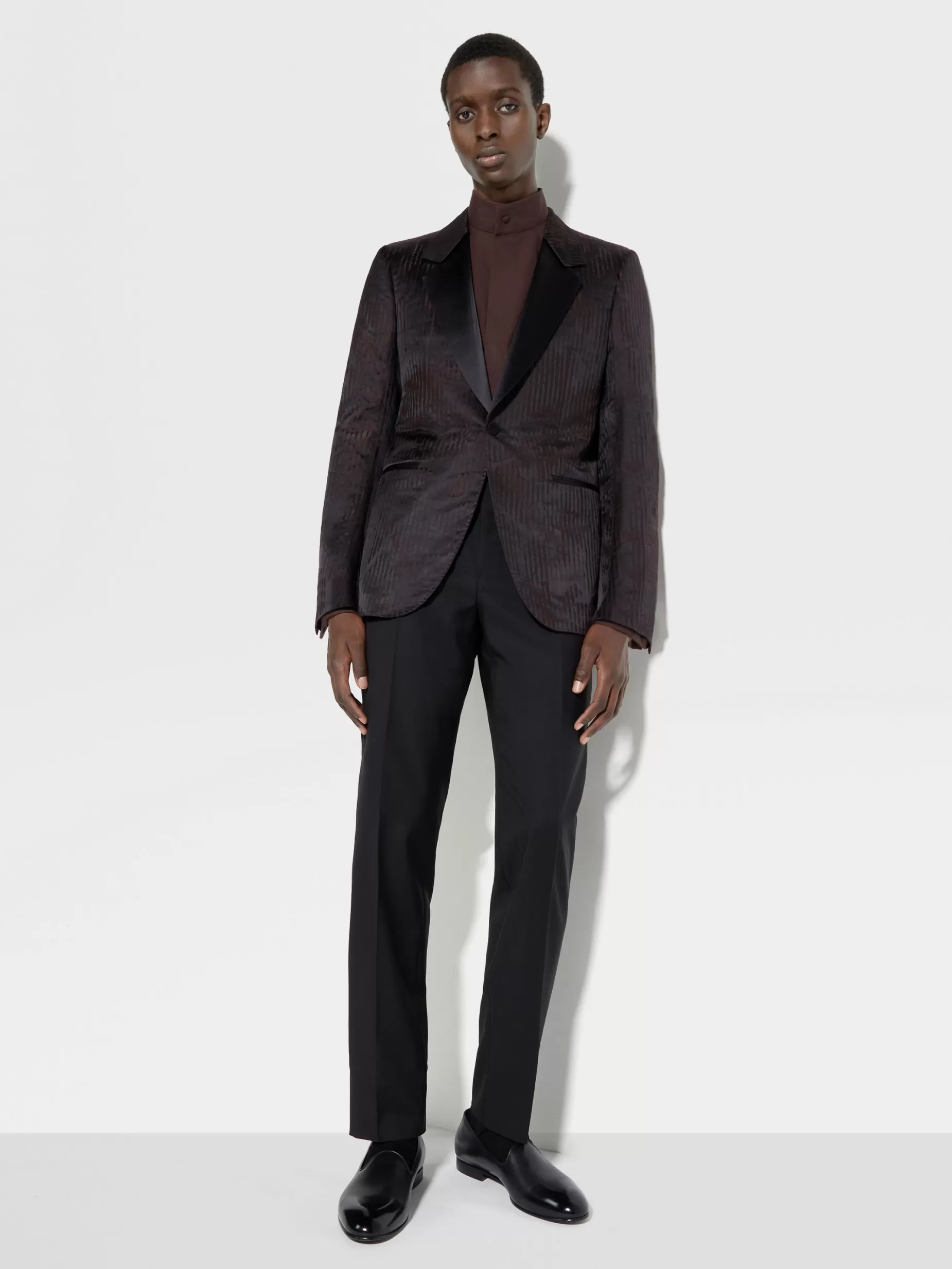 Veste de Soirée en Laine et Soie Marron Foncé et Noir<ZEGNA Best