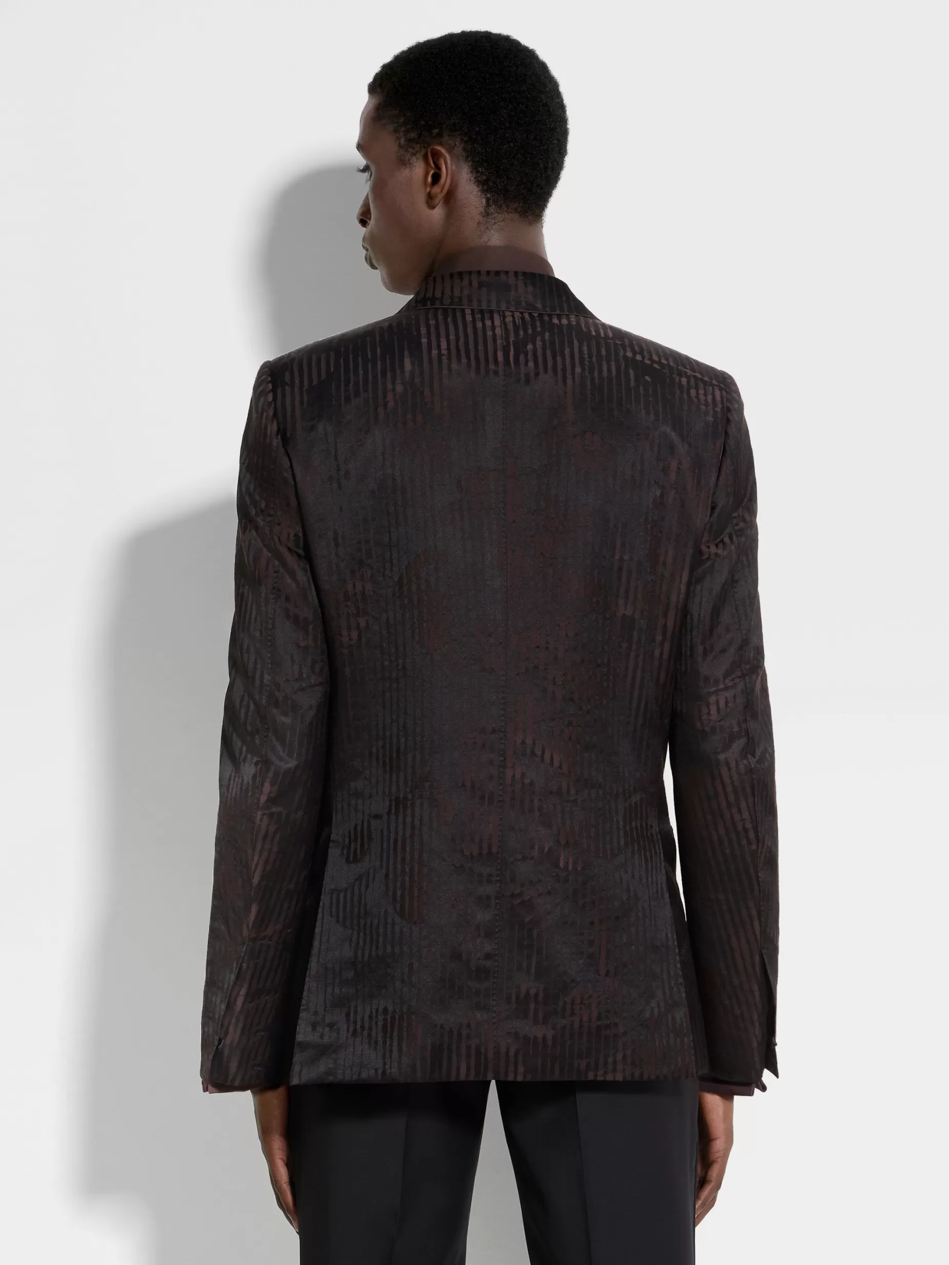 Veste de Soirée en Laine et Soie Marron Foncé et Noir<ZEGNA Best
