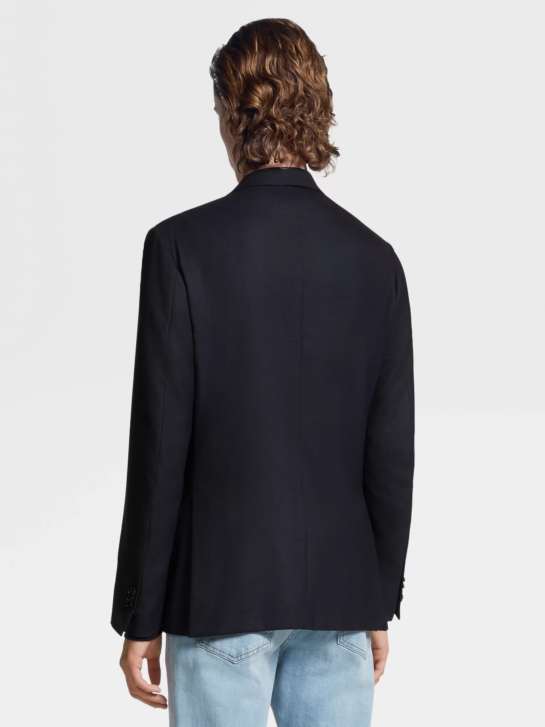 Veste en Laine et Soie Trofeo™ Comfort Stretch Bleu Marine<ZEGNA Clearance