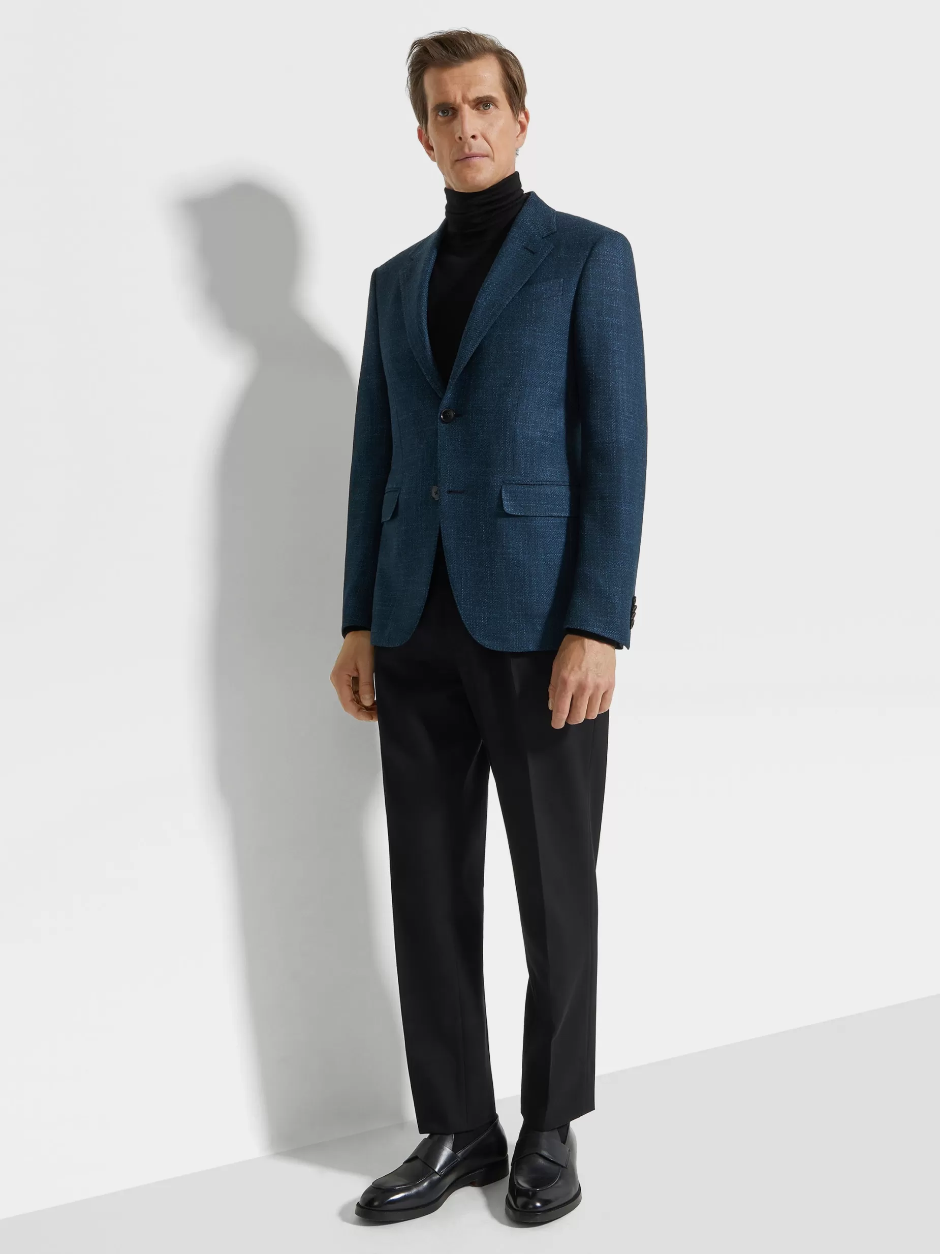 Veste en Laine, Soie et Cachemire Winter Crossover Bleu Sarcelle Foncé<ZEGNA Sale