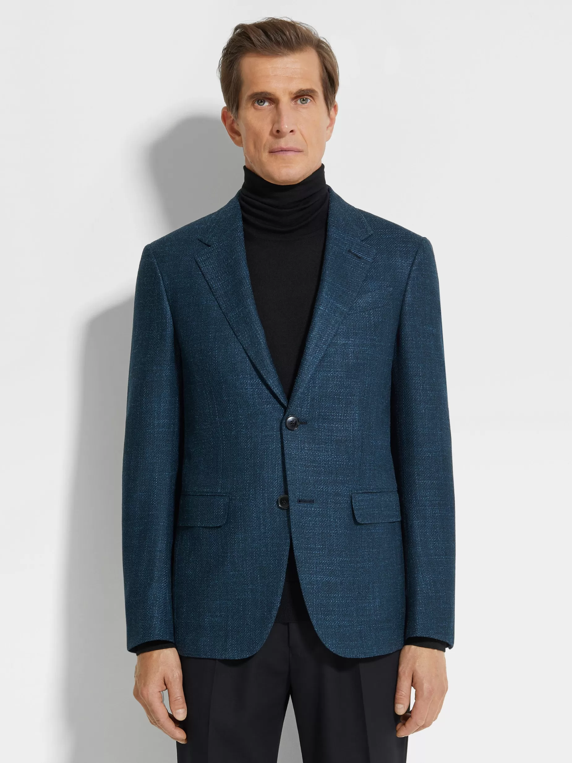 Veste en Laine, Soie et Cachemire Winter Crossover Bleu Sarcelle Foncé<ZEGNA Sale